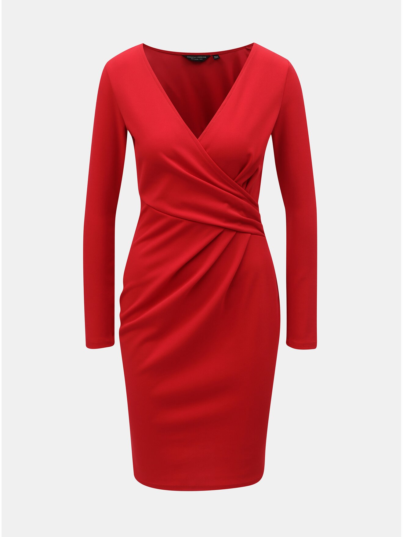 Červené šaty s překládaným výstřihem Dorothy Perkins