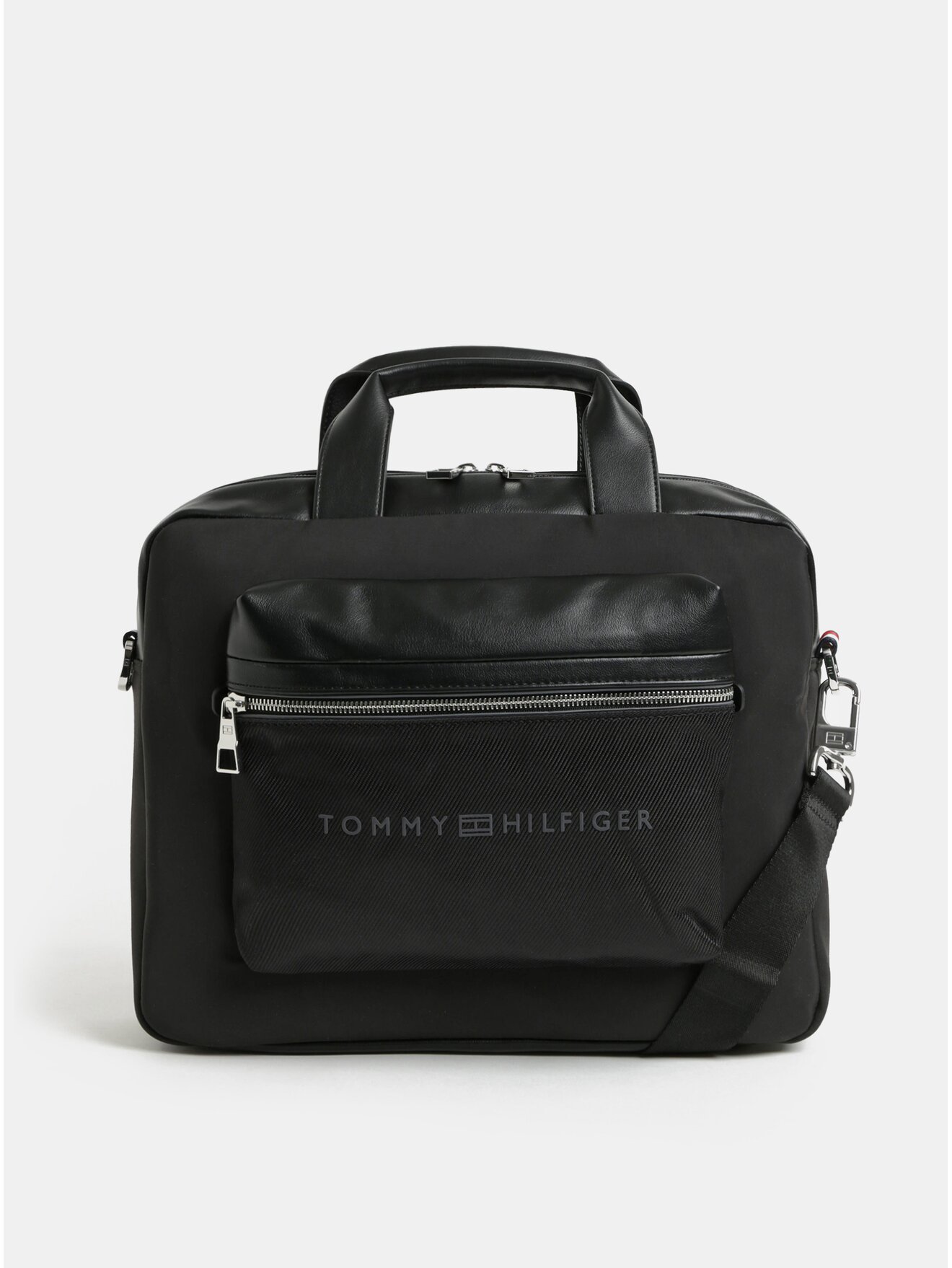Černá pánská taška na notebook s odnímatelným popruhem Tommy Hilfiger