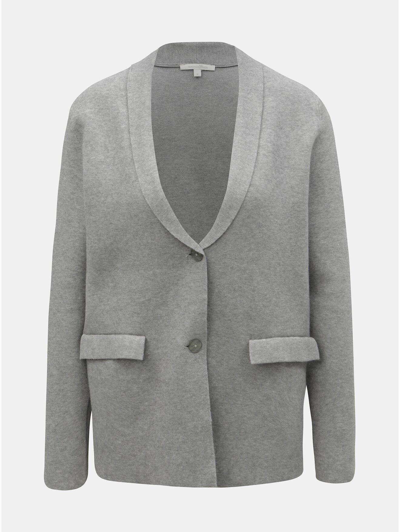 Šedý dámský žíhaný kardigan s kapsami Tom Tailor Denim