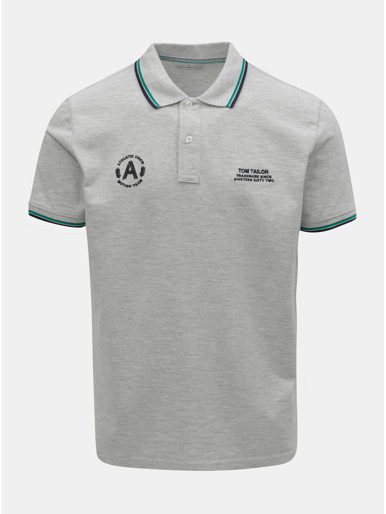 Světle šedé pánské regular fit polo tričko Tom Tailor