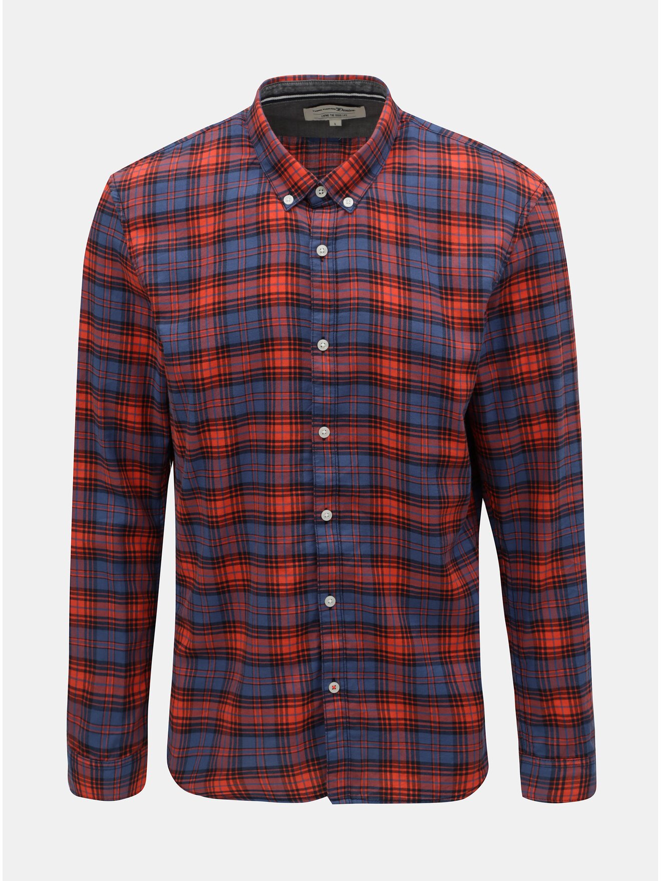 Modro-červená pánská kostkovaná košile Tom Tailor Denim