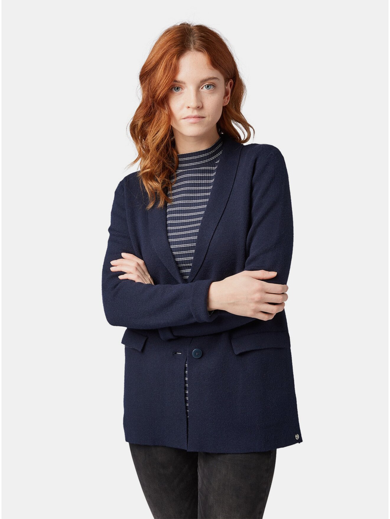 Tmavě modrý dámský kardigan s kapsami Tom Tailor Denim