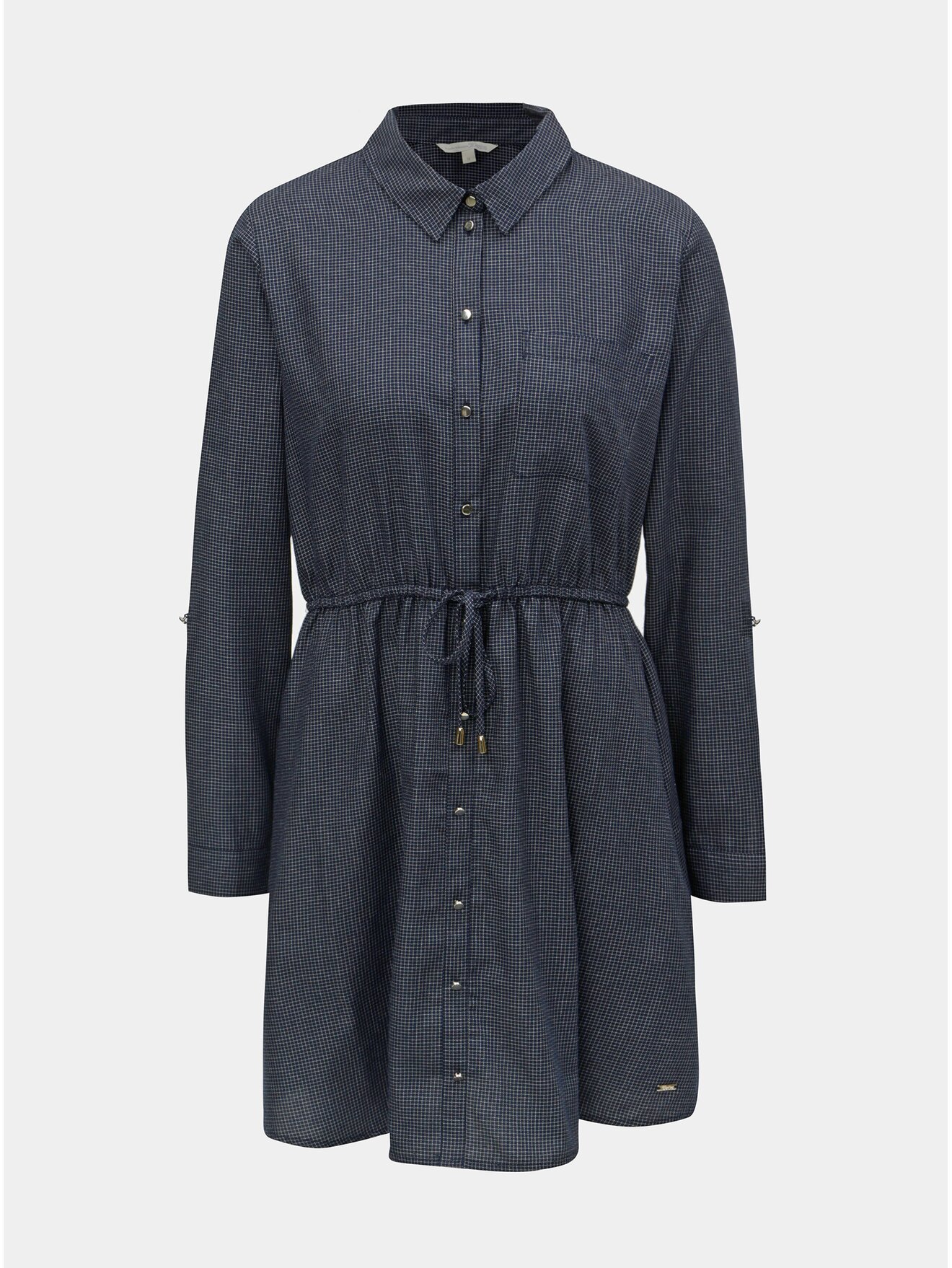 Tmavě modré kostkované košilové šaty Tom Tailor Denim