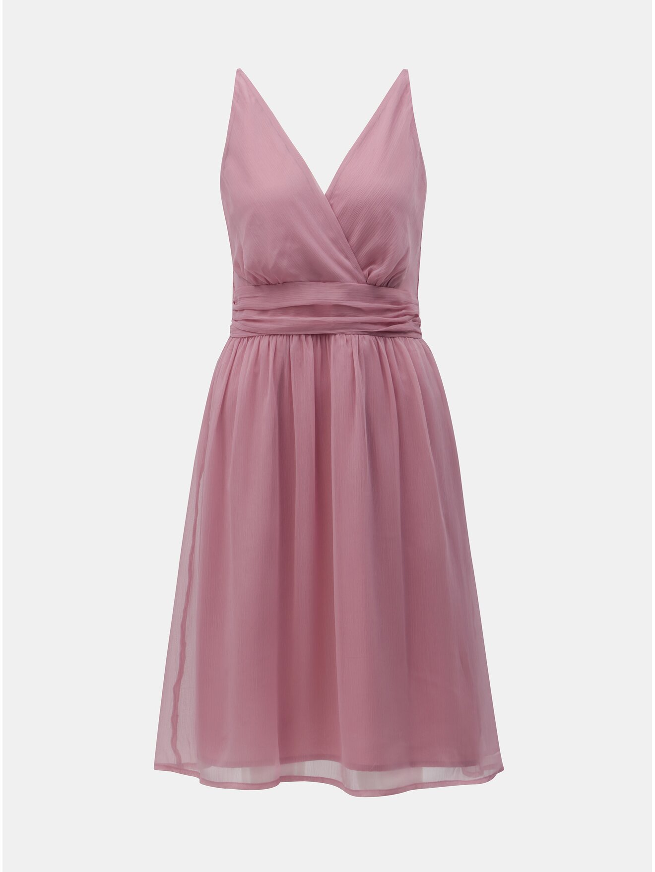 Růžové šaty s překládaným výstřihem VERO MODA Josephine