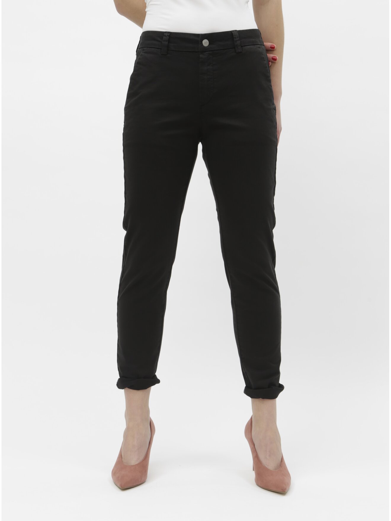 Černé chino kalhoty Selected Femme Megan
