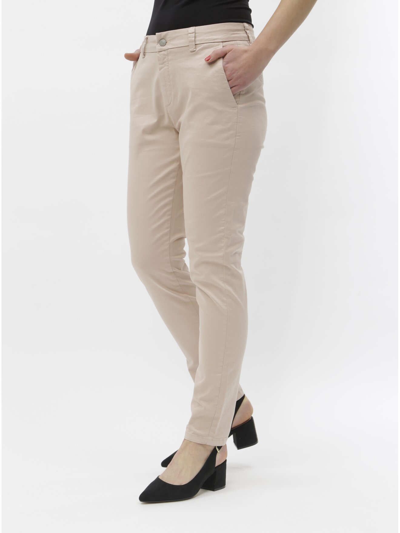 Světle růžové chino kalhoty Selected Femme Megan