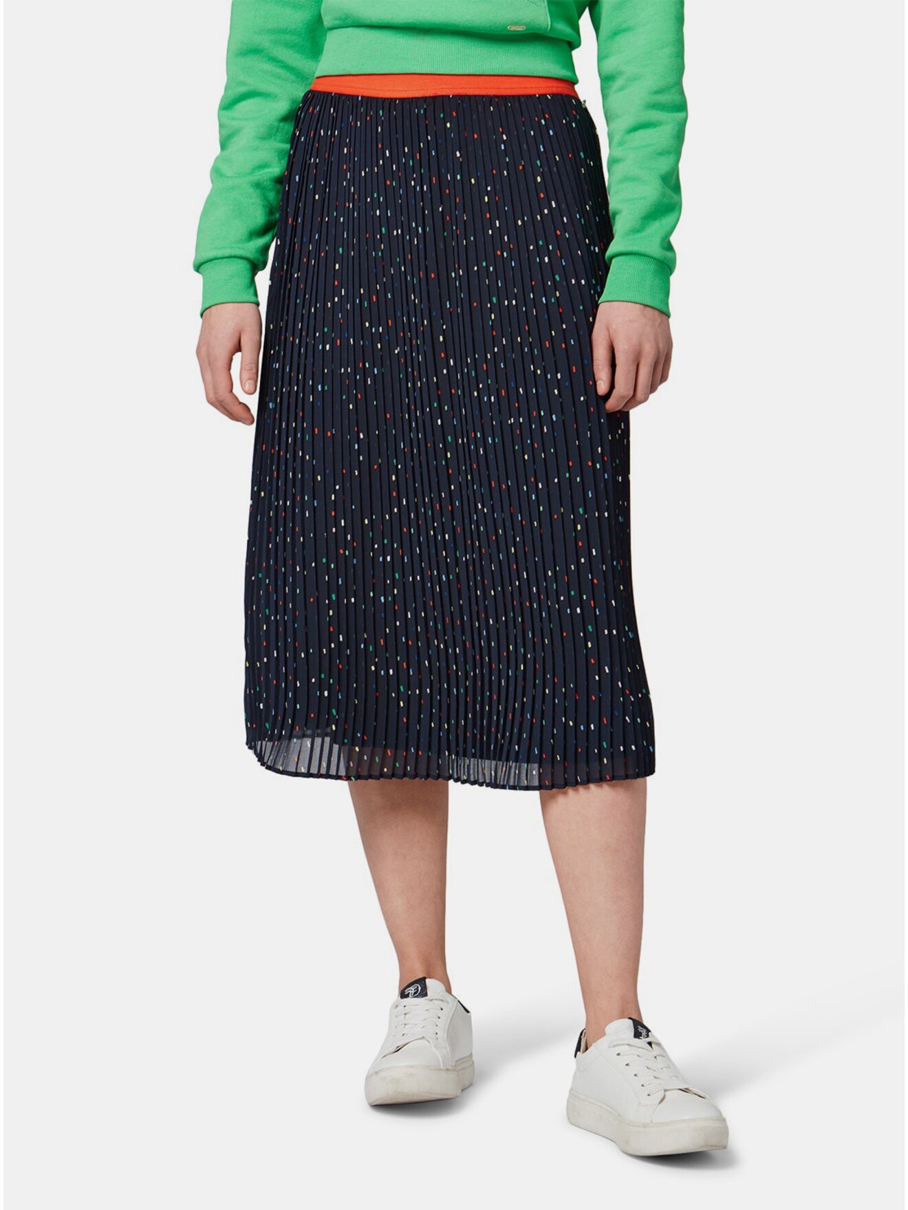 Tmavě modrá vzorovaná plisovaná sukně Tom Tailor Denim