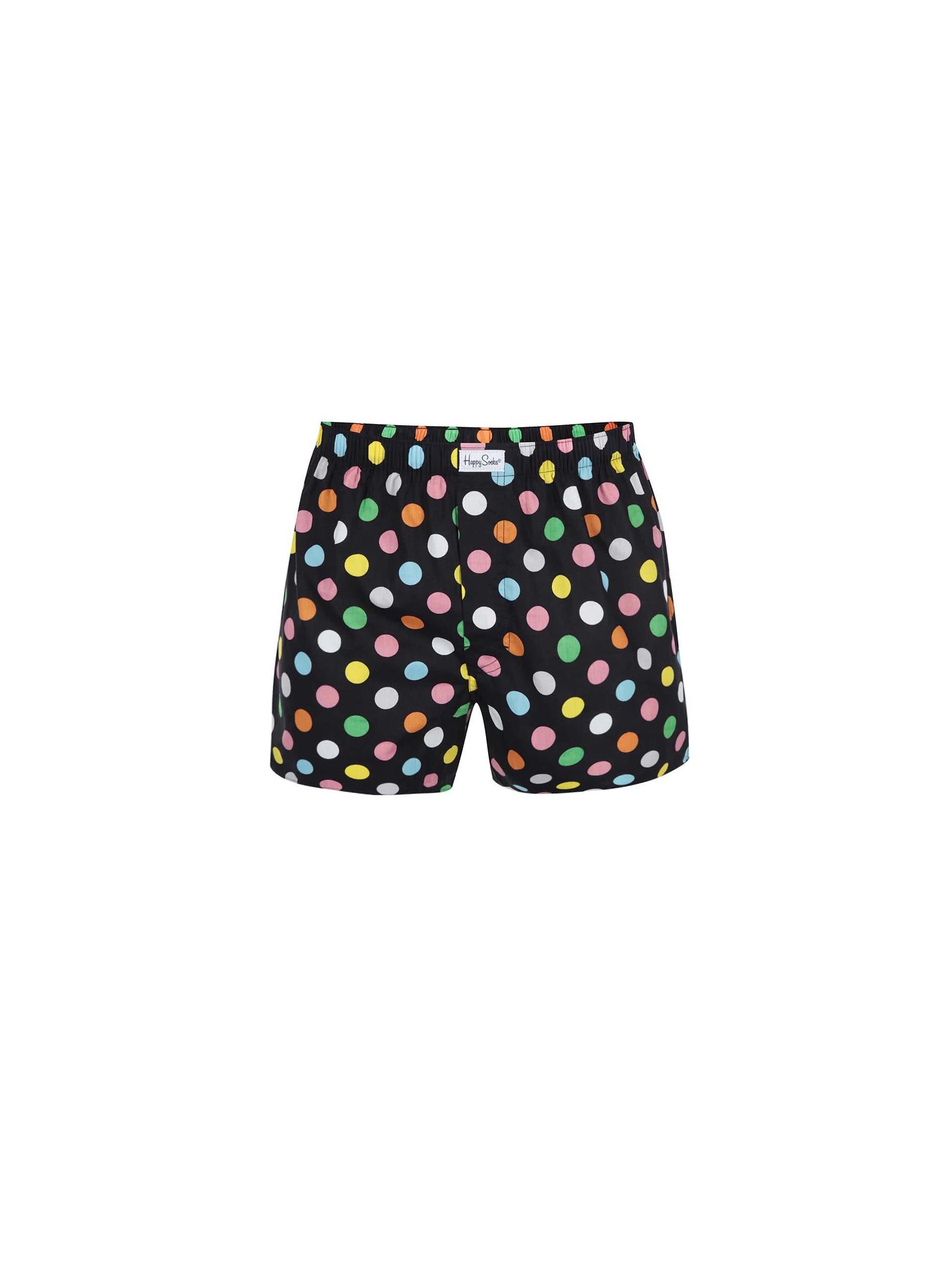 Černé pánské trenýrky s barevnými puntíky Happy Socks Big Dots