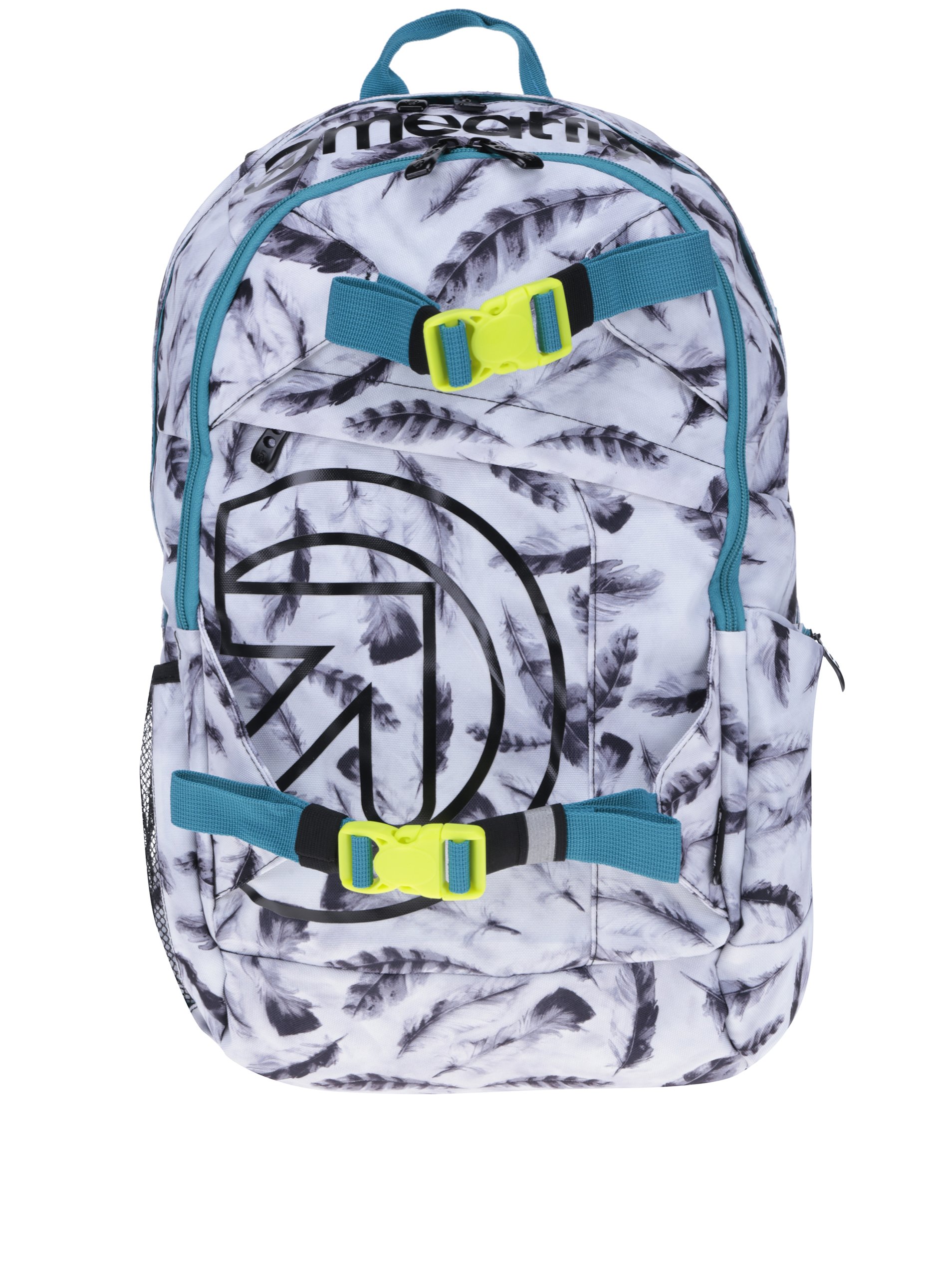 Bílý dámský batoh s motivem pírek Meatfly Basejumper 3 20 l