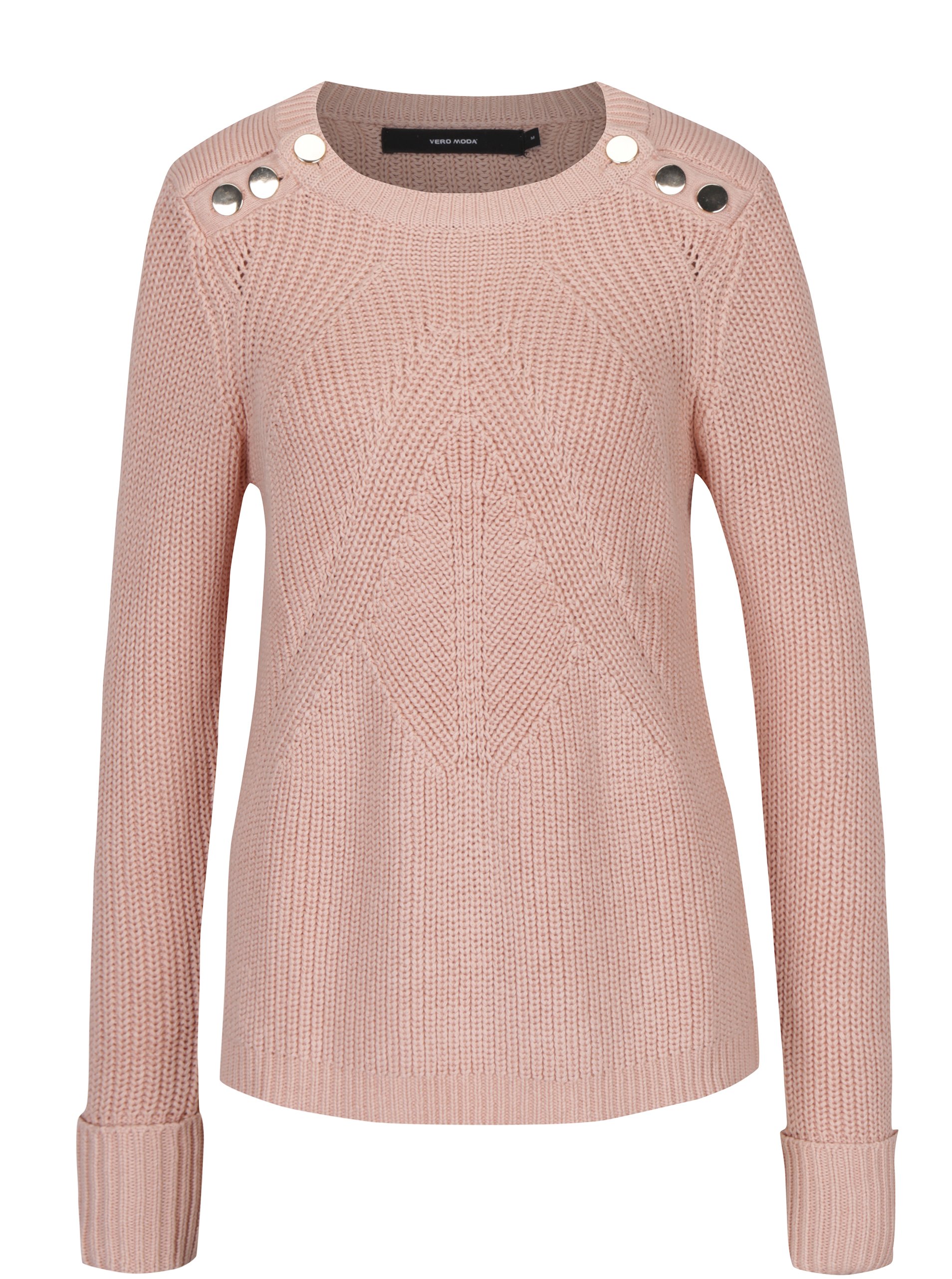 Starorůžový svetr s knoflíky ve zlaté barvě VERO MODA Signe