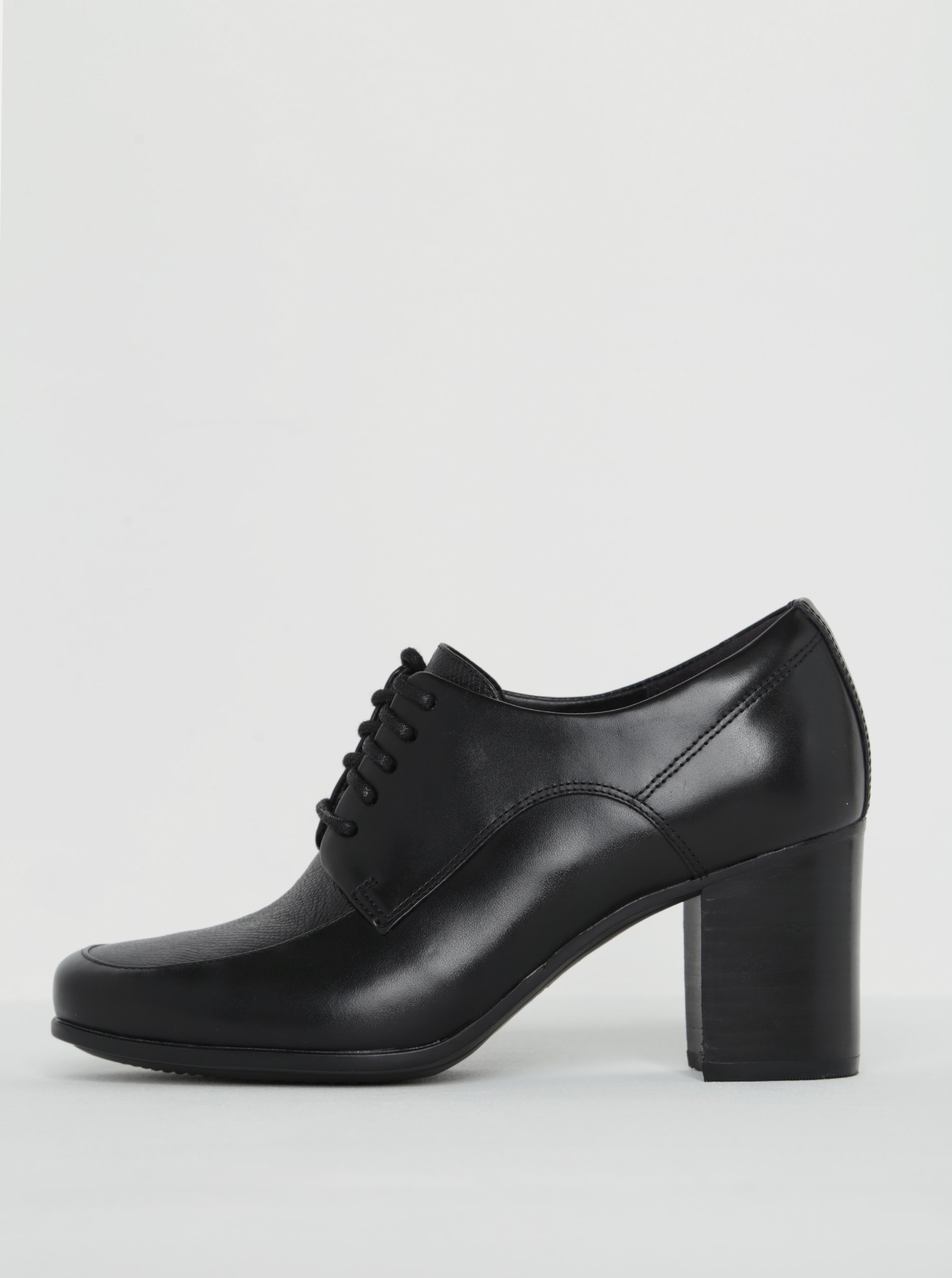 Botine Negre Din Piele Cu Toc Gros Si Cu Siret Clarks Kensett Darla Zoot Ro