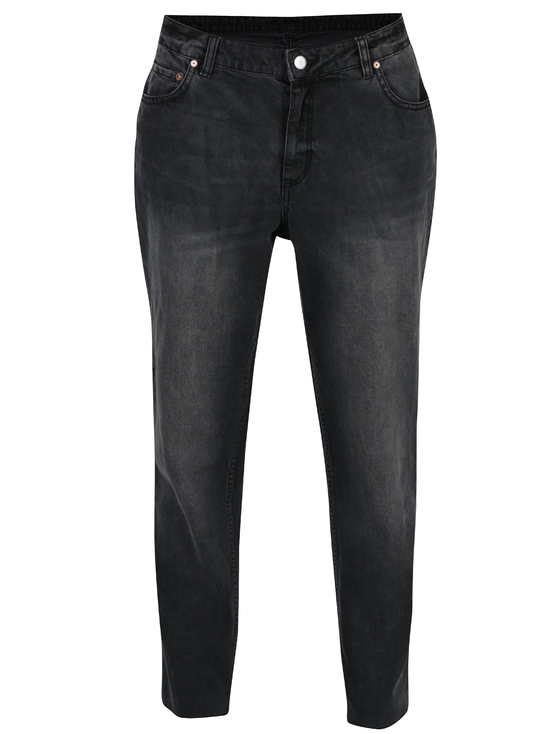 Tmavě šedé dámské boyfriend džíny s vyšisovaným efektem Cheap Monday