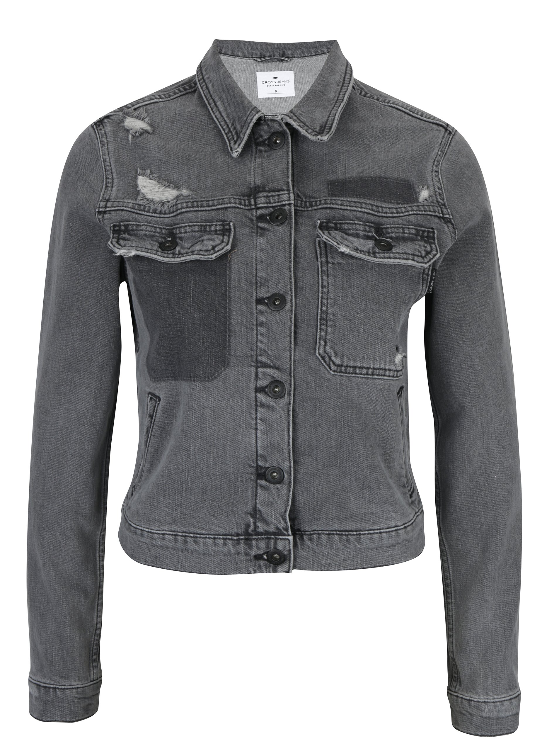 Tmavě šedá dámská džínová bunda Cross Jeans
