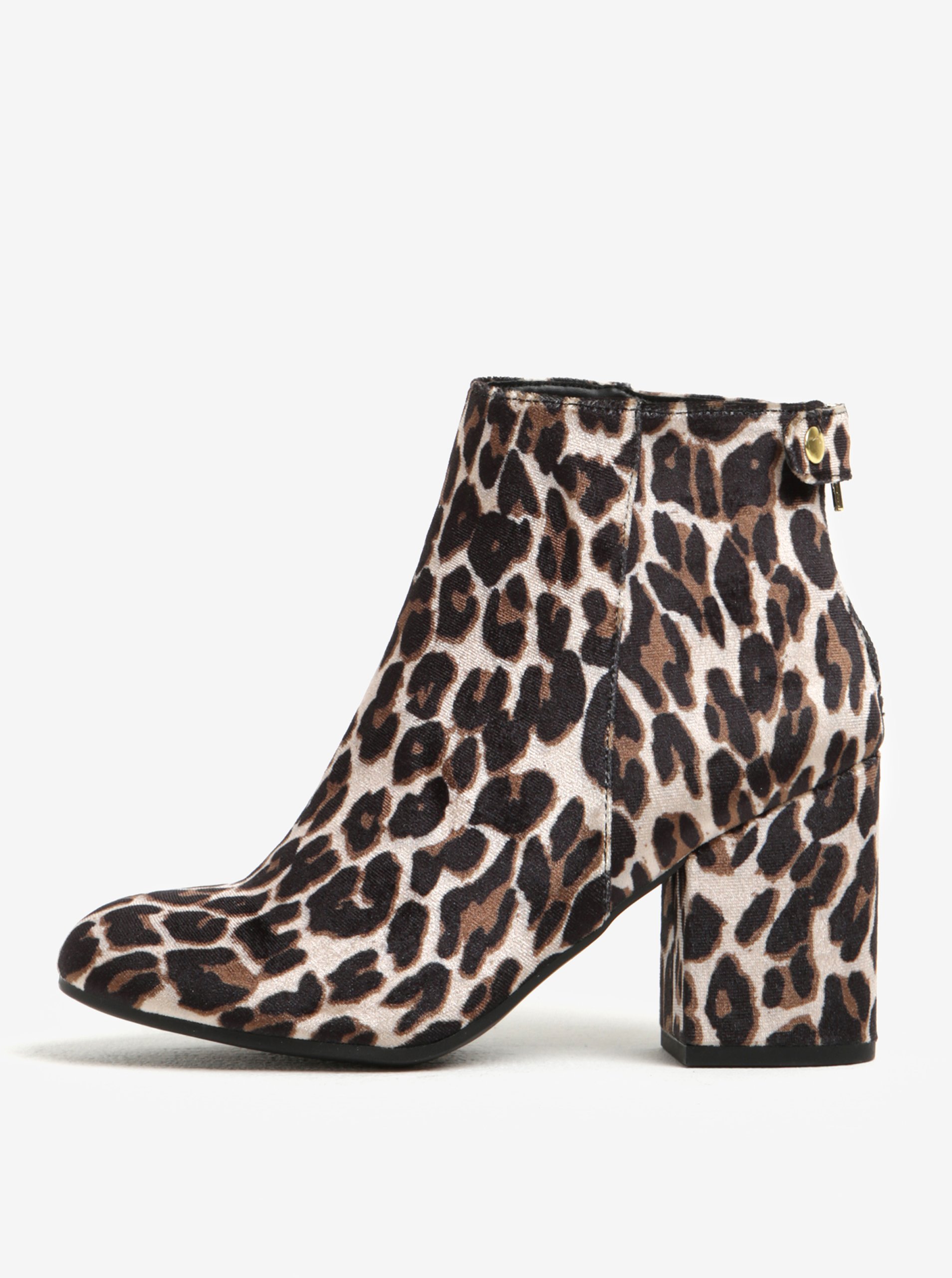 černo-béžové kotníkové boty na podpatku s leopardím vzorem Dorothy Perkins