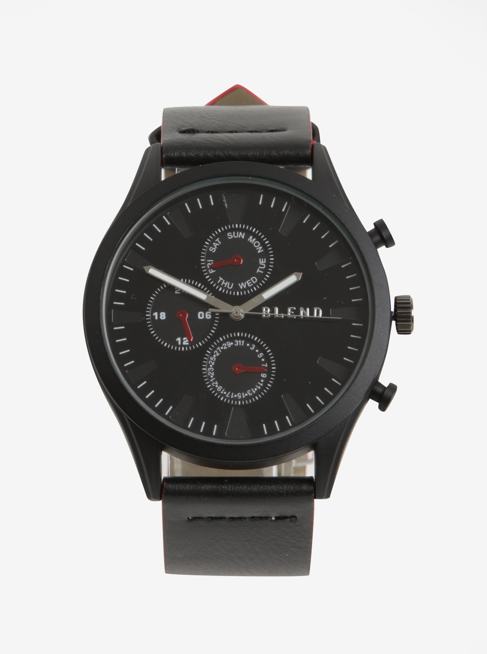 Černé hodinky s červenými detaily Blend