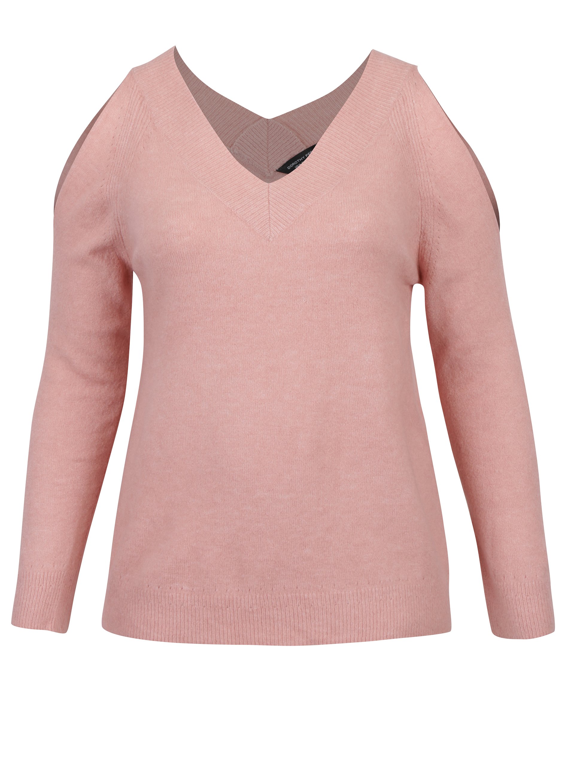 Světle růžový svetr s průstřihy na ramenou Dorothy Perkins Curve