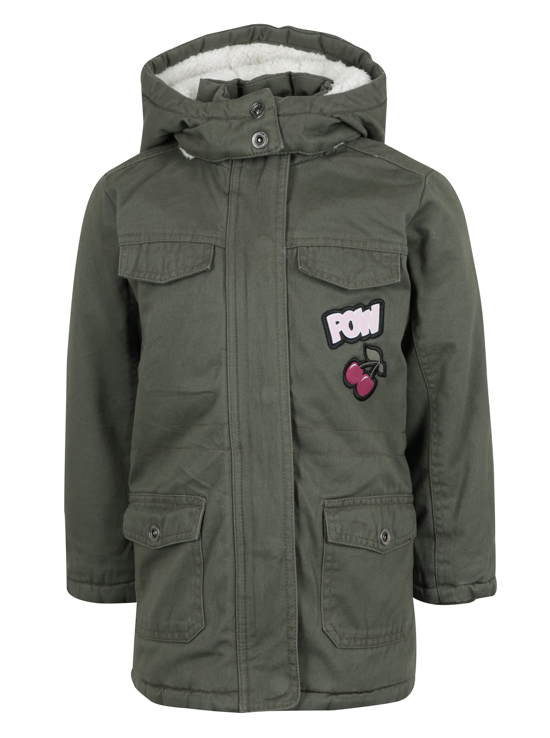 Khaki holčičí zimní parka s výšivkami Blue Seven