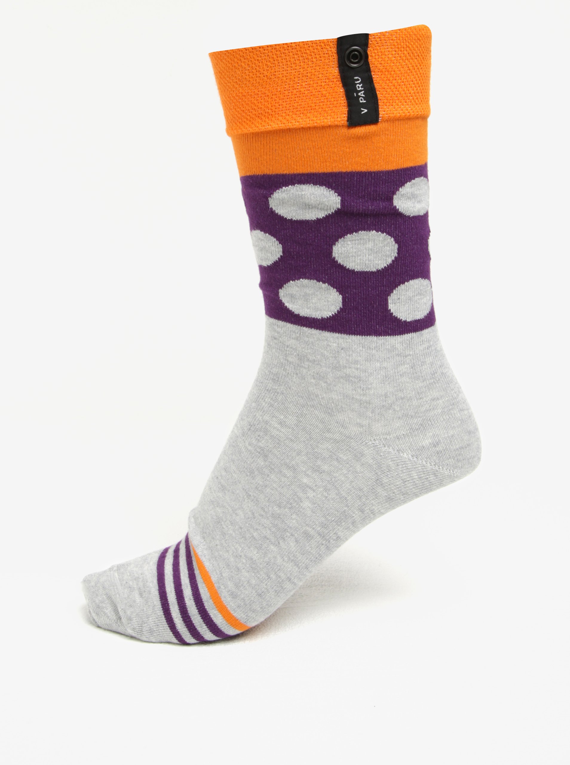 Oranžovo-šedé vzorované unisex ponožky V páru