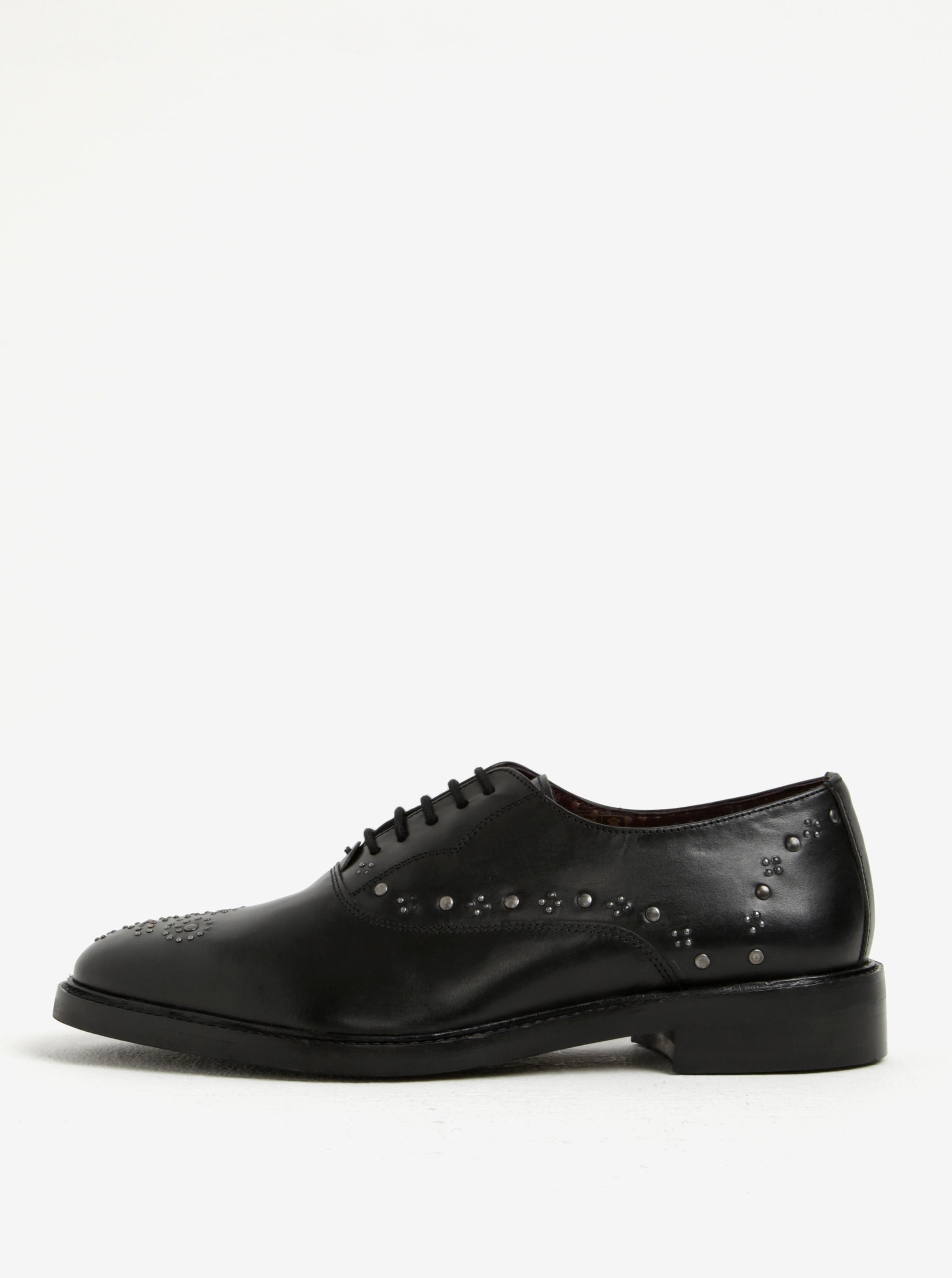 Černé pánské kožené polobotky s kovovými detaily London Brogues Brut Oxford