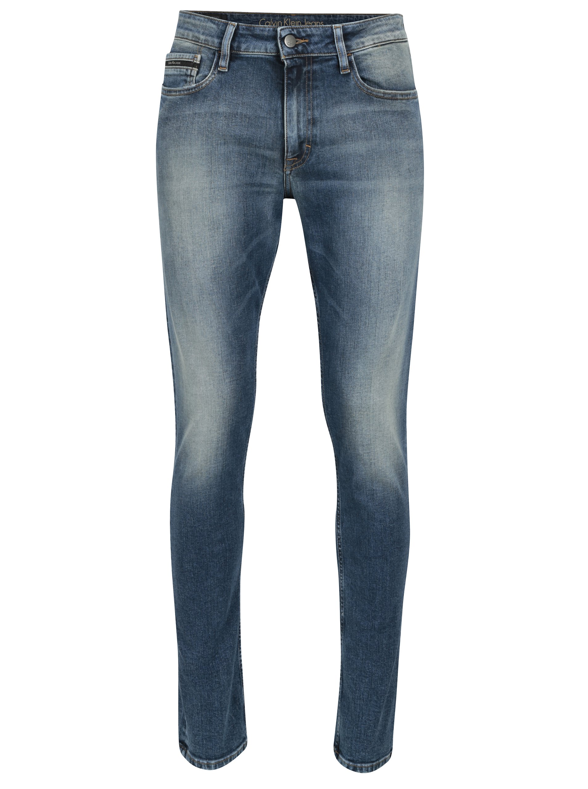 Modré pánské slim fit džíny s vyšisovaným efektem Calvin Klein Jeans