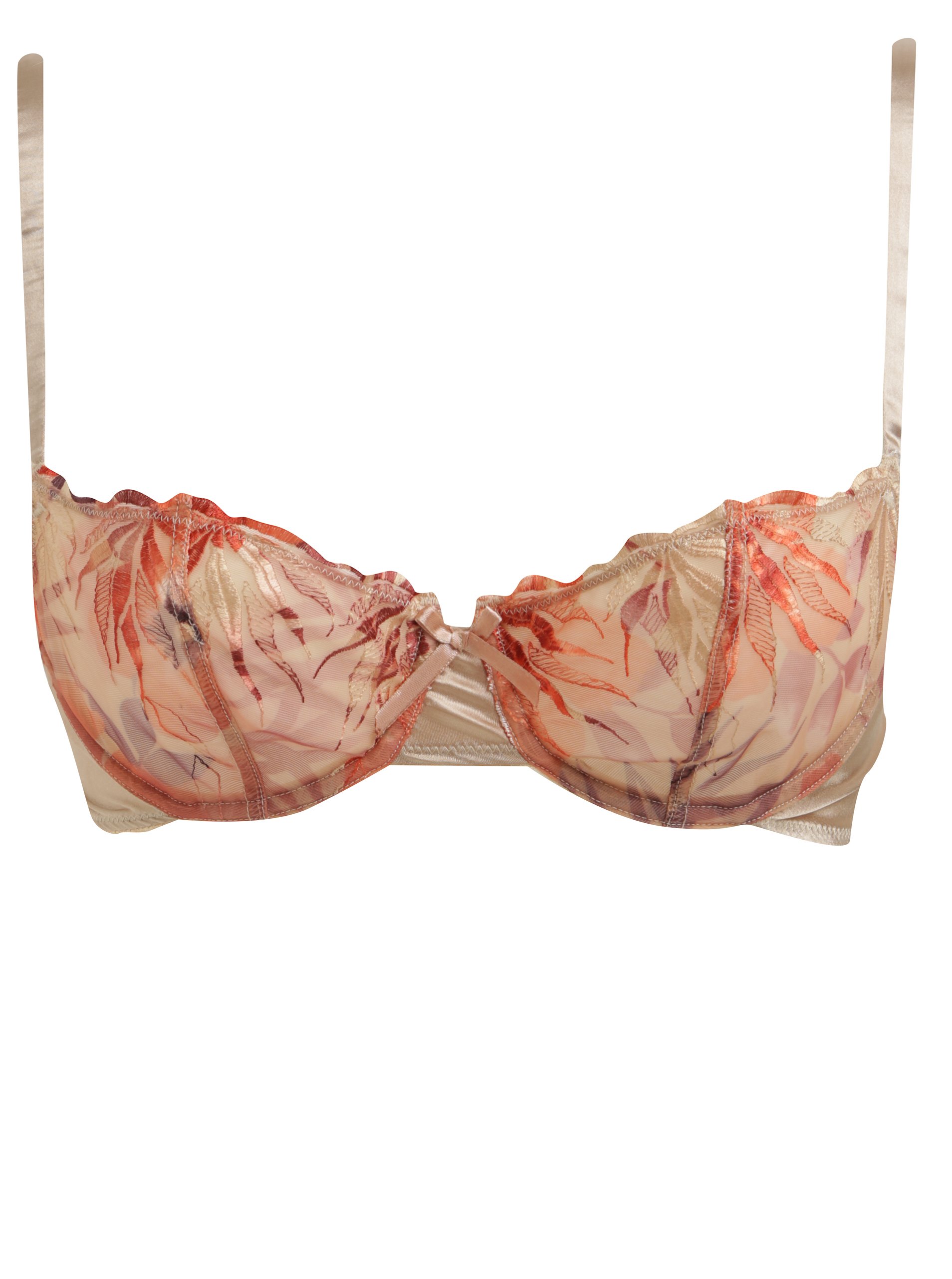 Béžová vyšívaná podprsenka balkónového střihu Eden Lingerie