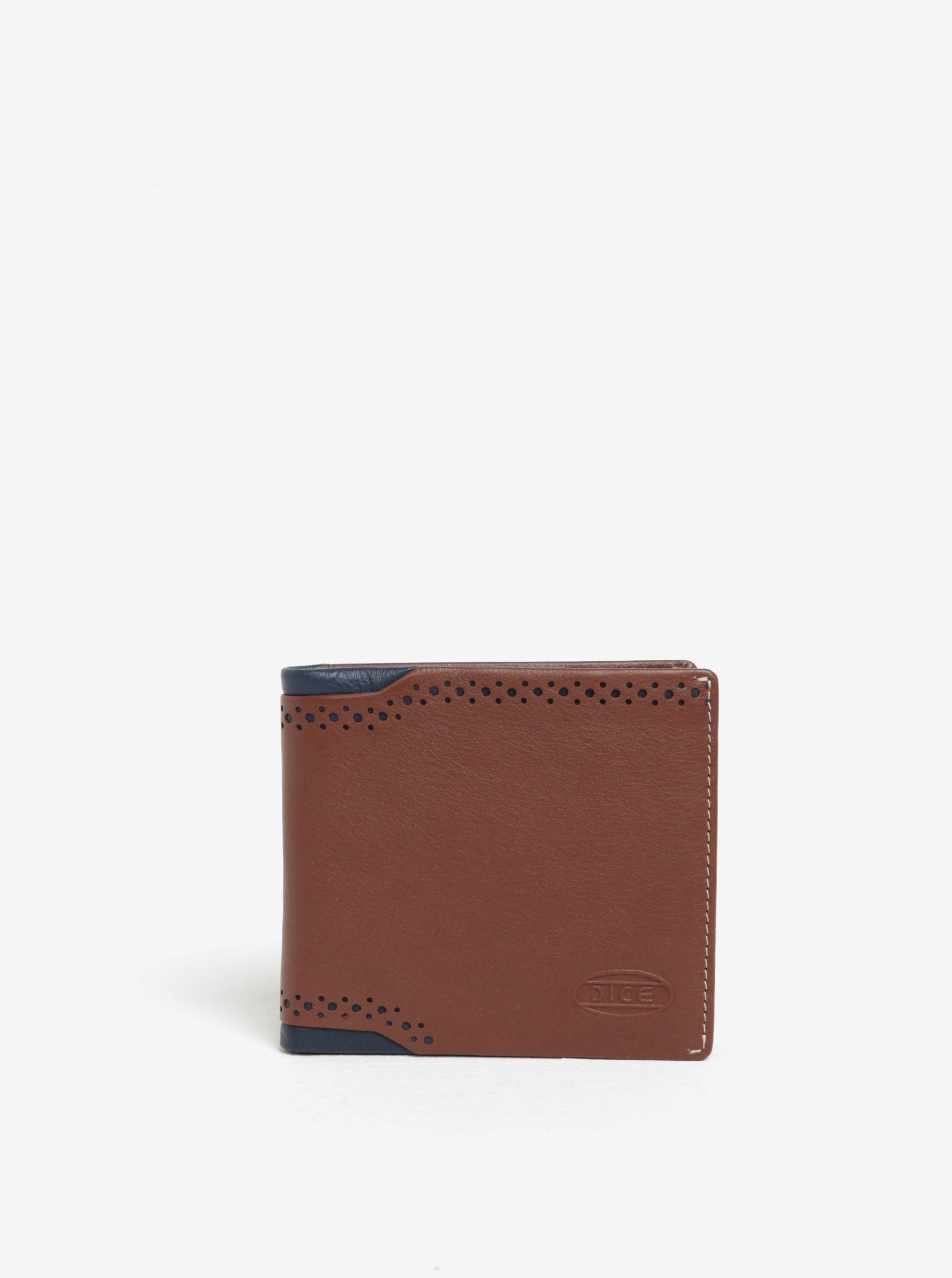 Hnědá kožená peněženka s perforovanými detaily Dice Billfold