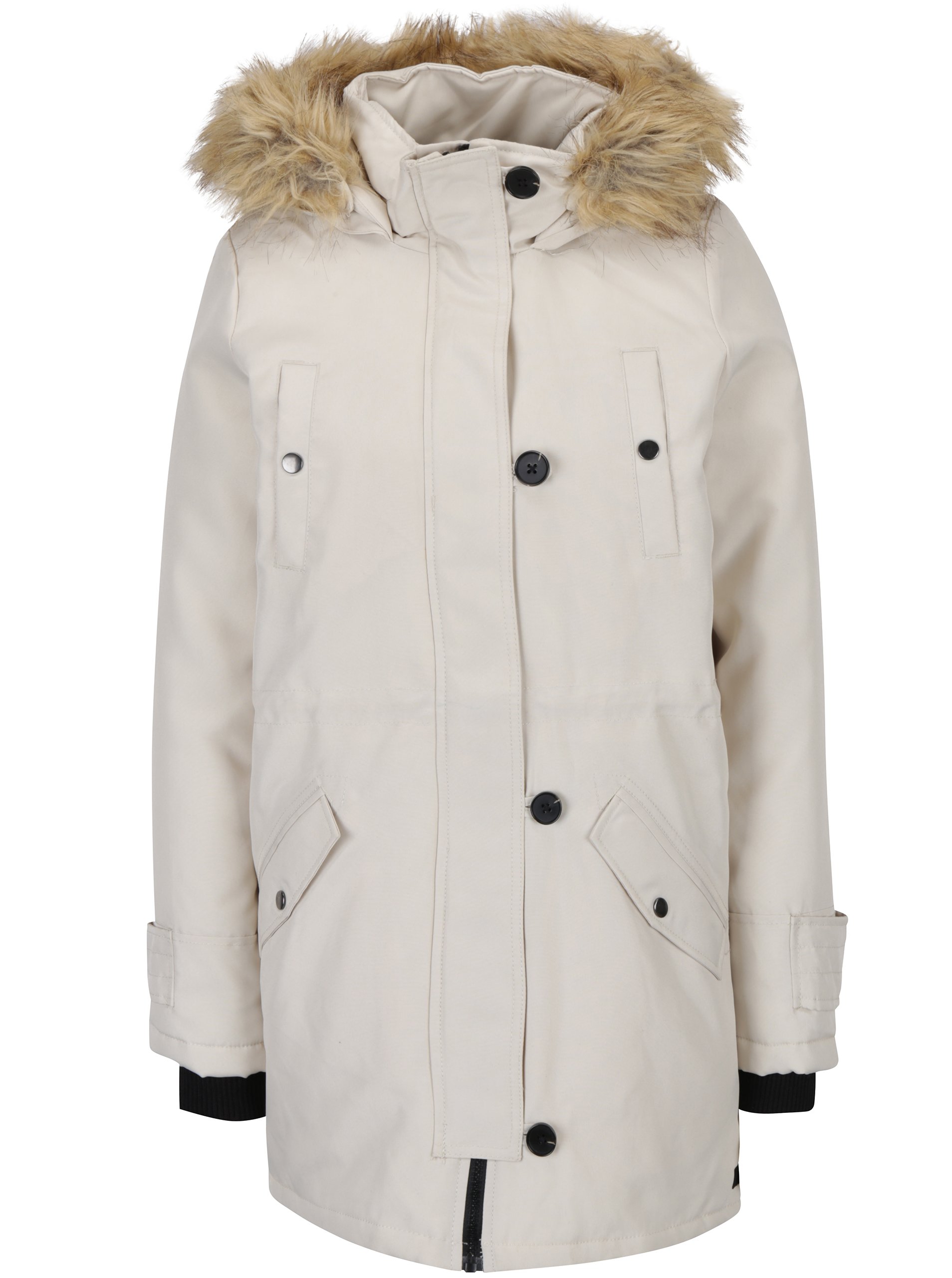 Krémová zimní parka s umělou kožešinou VERO MODA Excursion