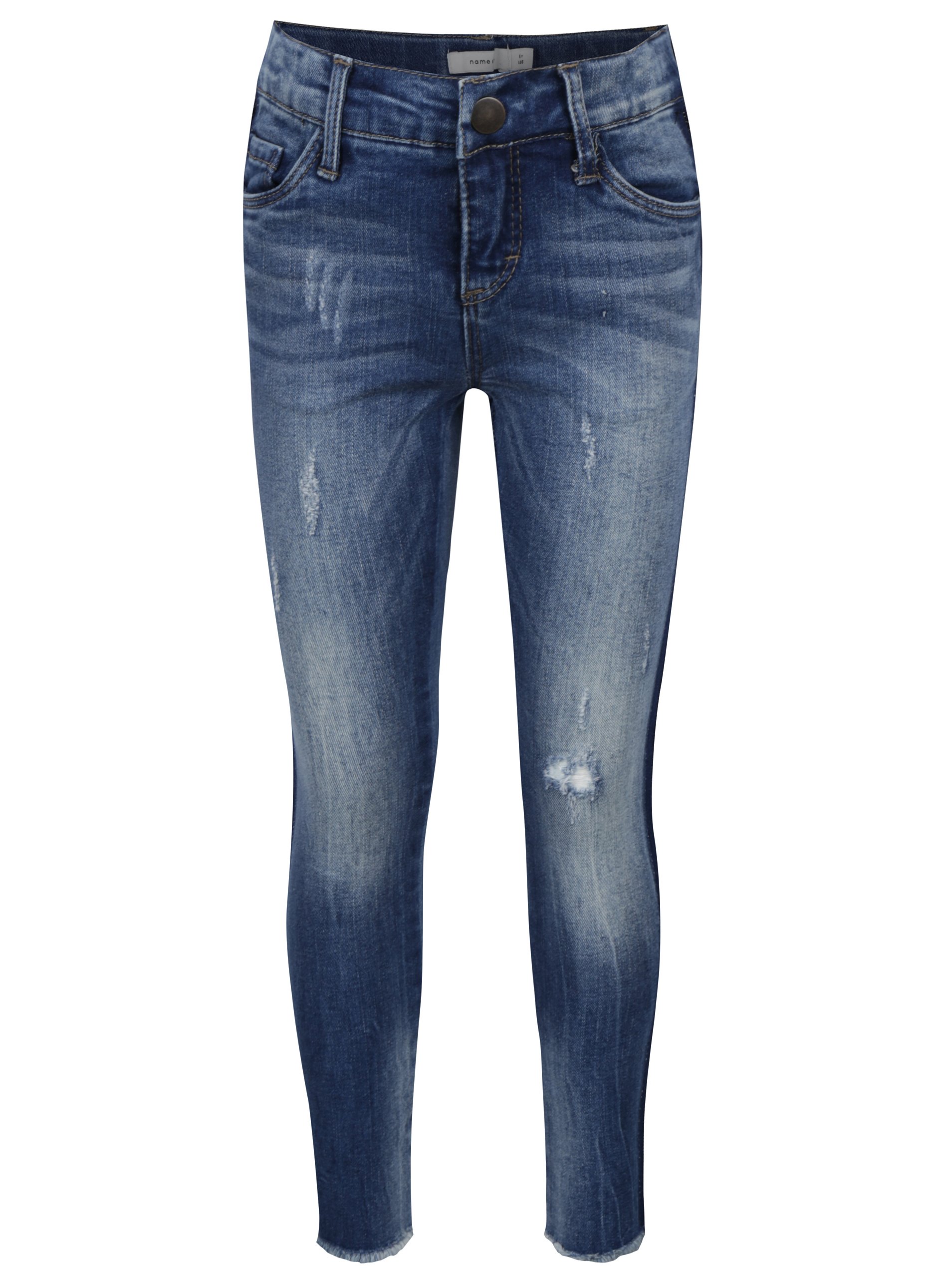 Modré holčičí skinny džíny s vyšisovaným efektem name it Ayma