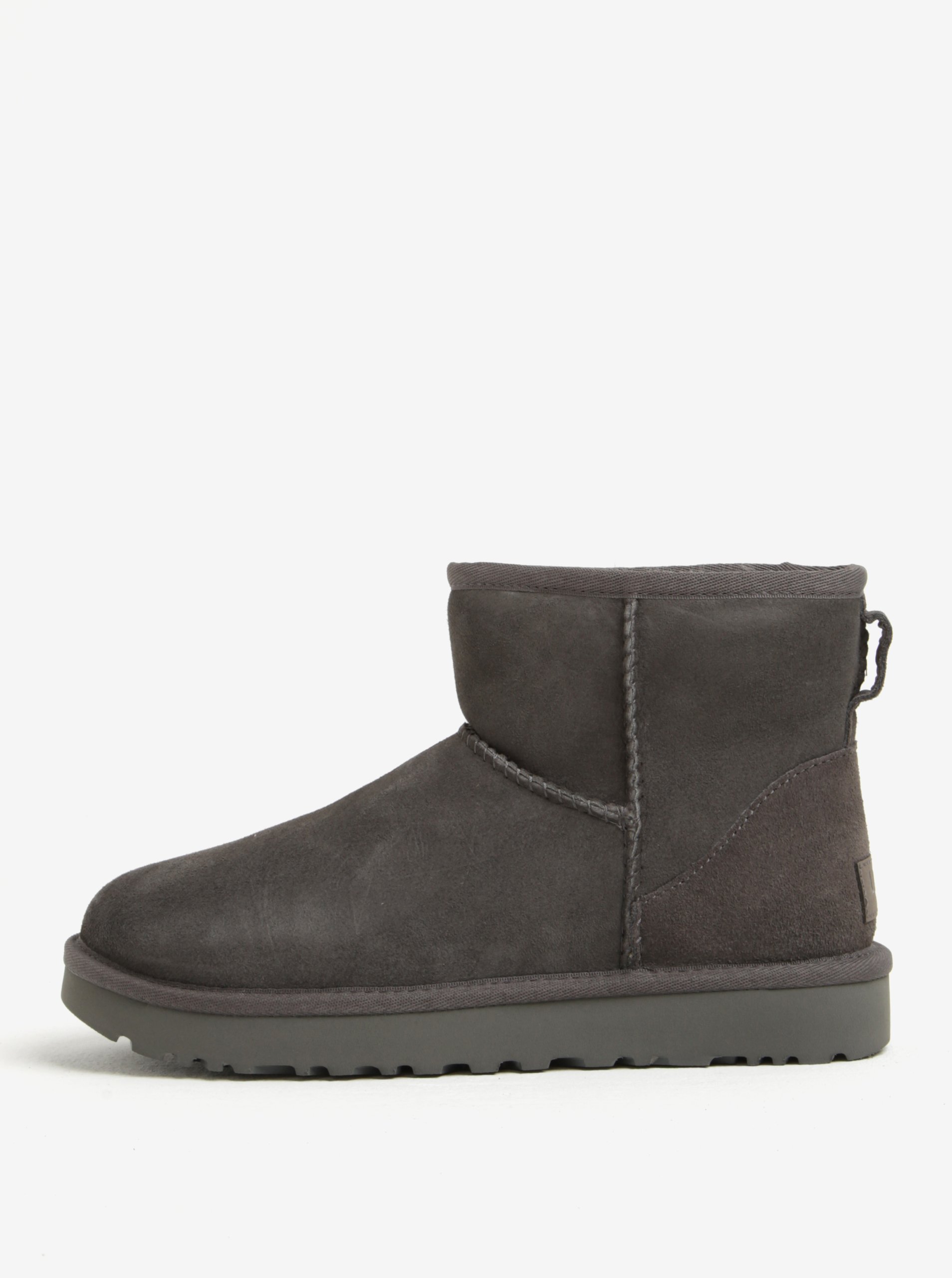 Tmavě šedé zimní voděodolné semišové válenky UGG Classic Mini II