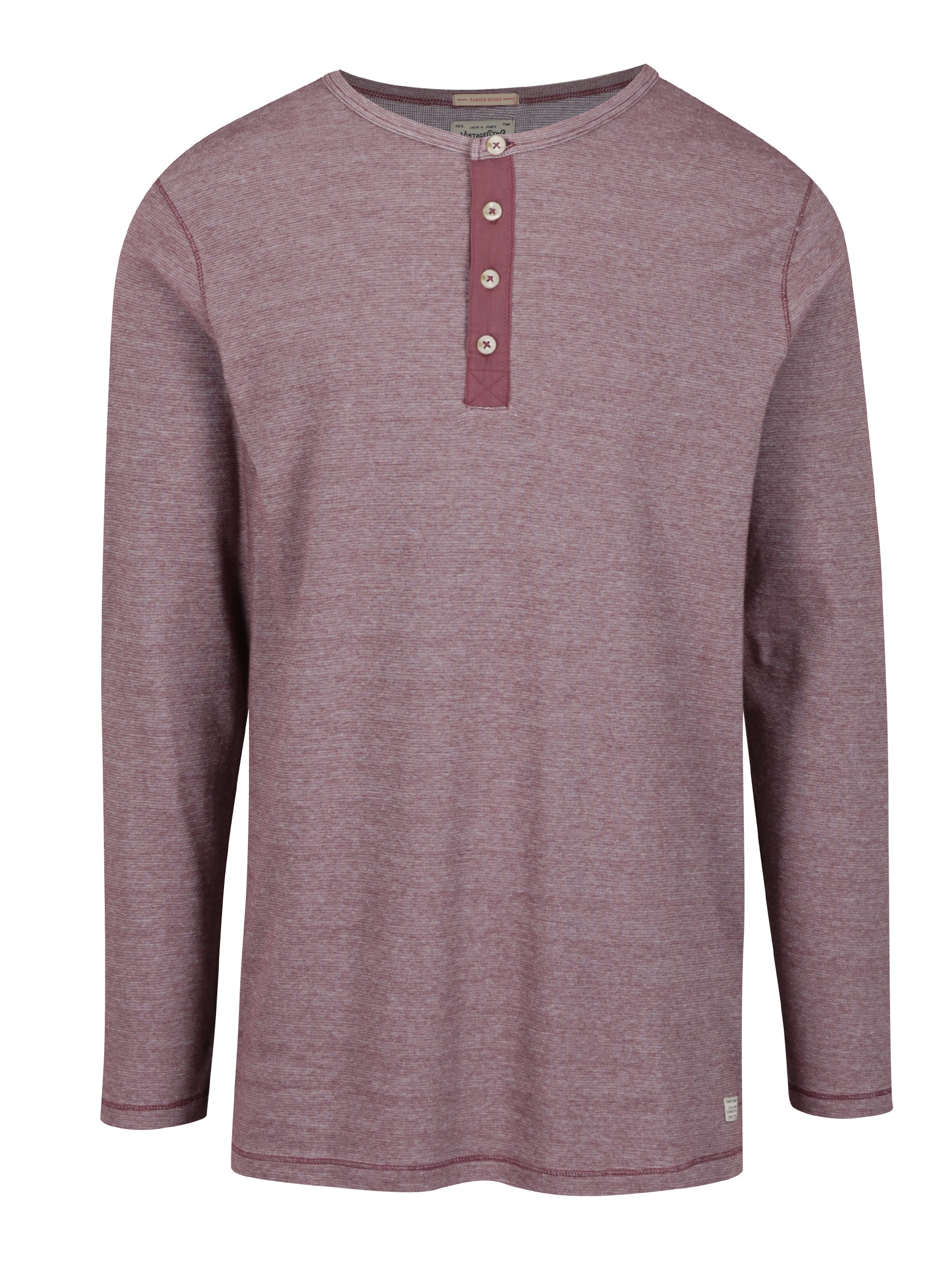 Vínové žíhané tričko s knoflíky Jack & Jones Giovanni
