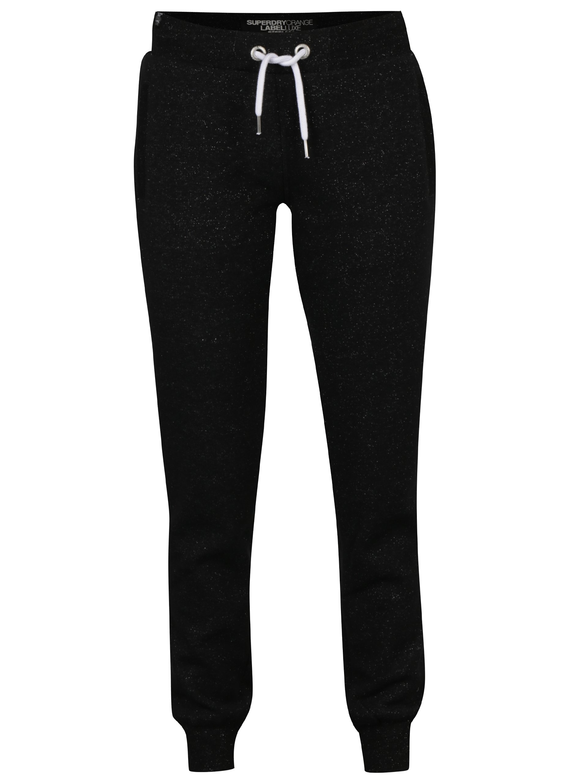 Černé dámské tepláky s třpytivým efektem Superdry Luxe