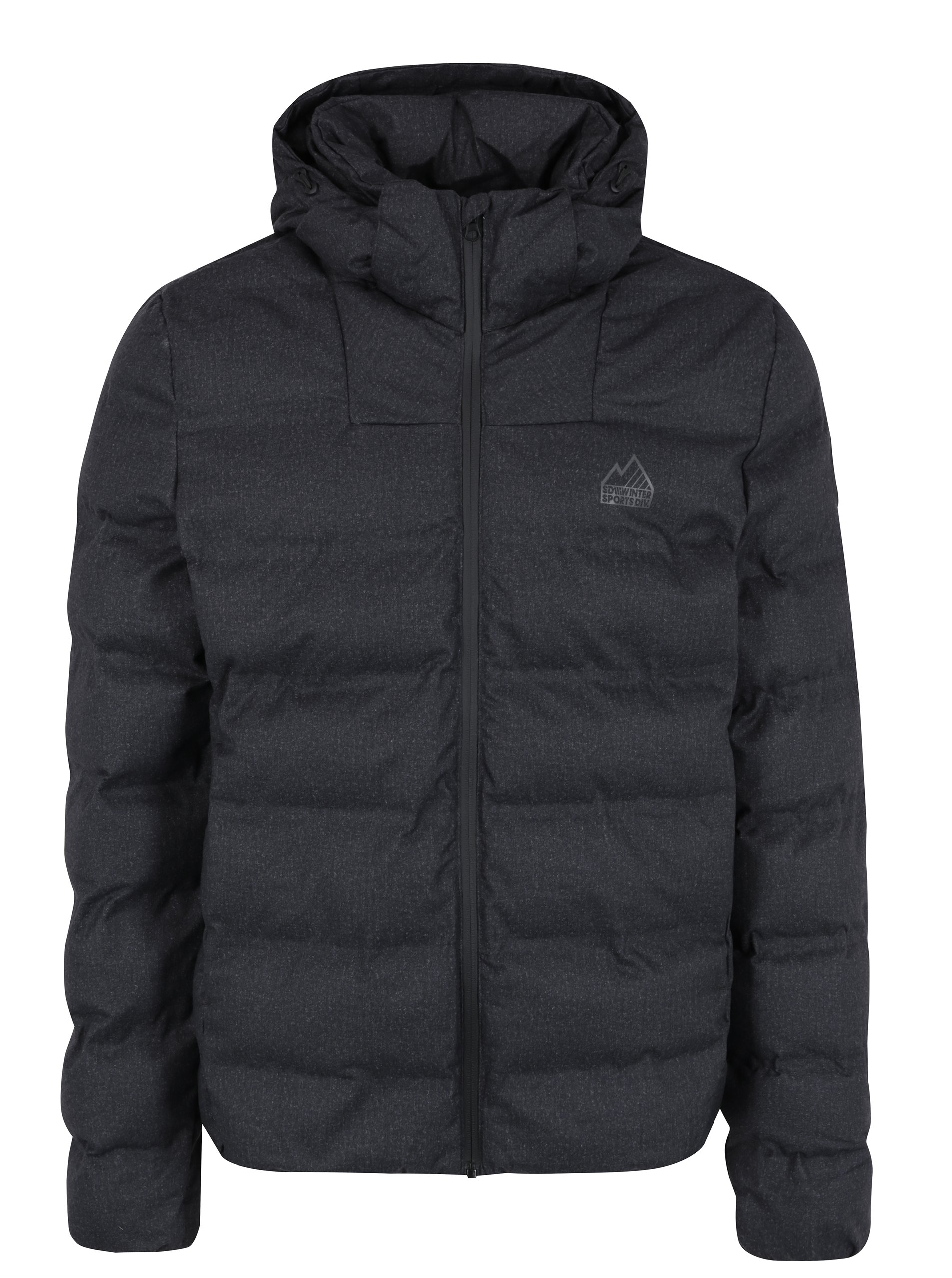 Tmavě šedá pánská zimní prošívaná bunda s kapucí Superdry Echo