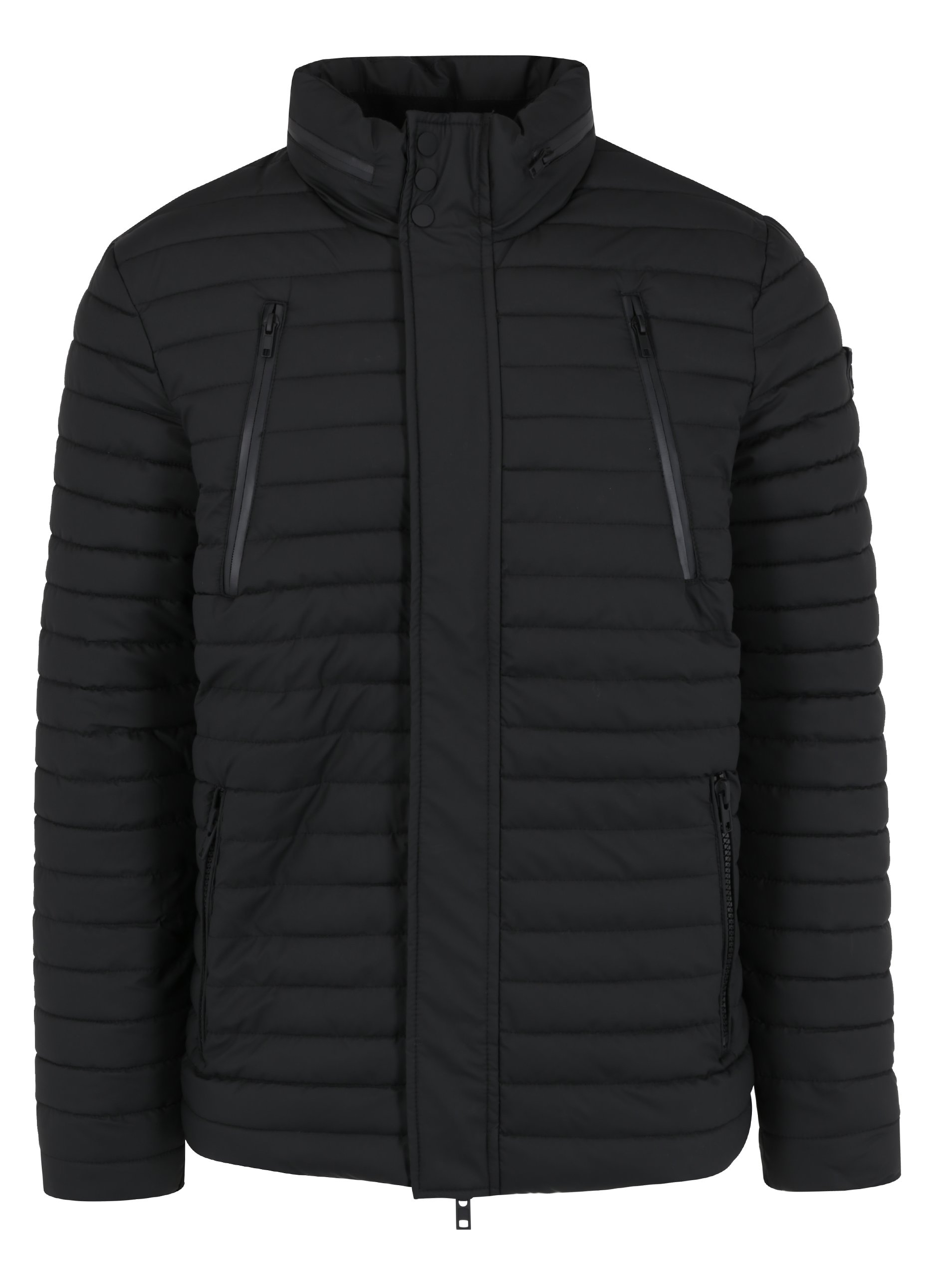 Černá pánská prošívaná nepromokavá bunda Superdry Rain
