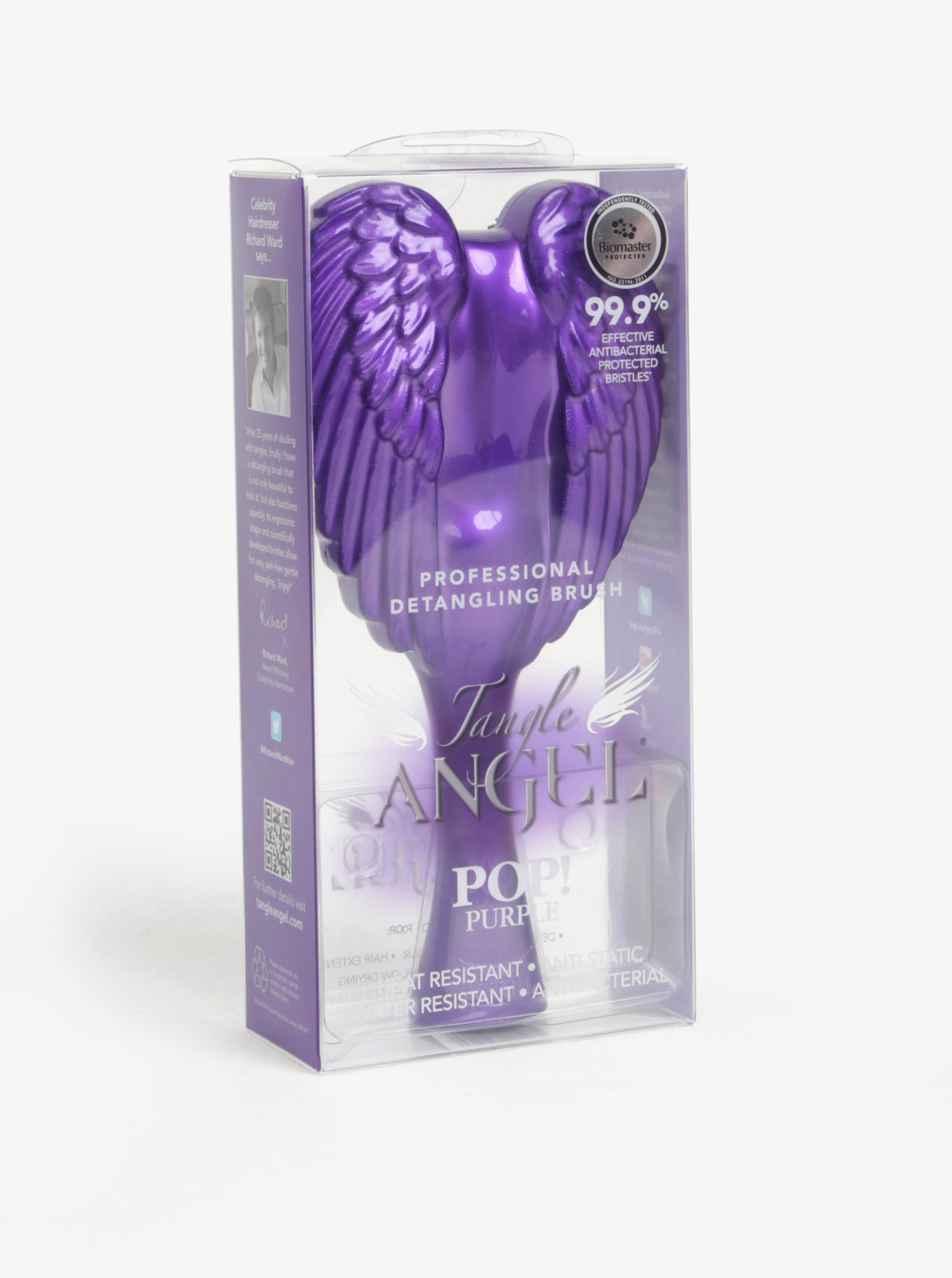 Fialový velký hřeben na vlasy ve tvaru andělských křídel Tangle Angel