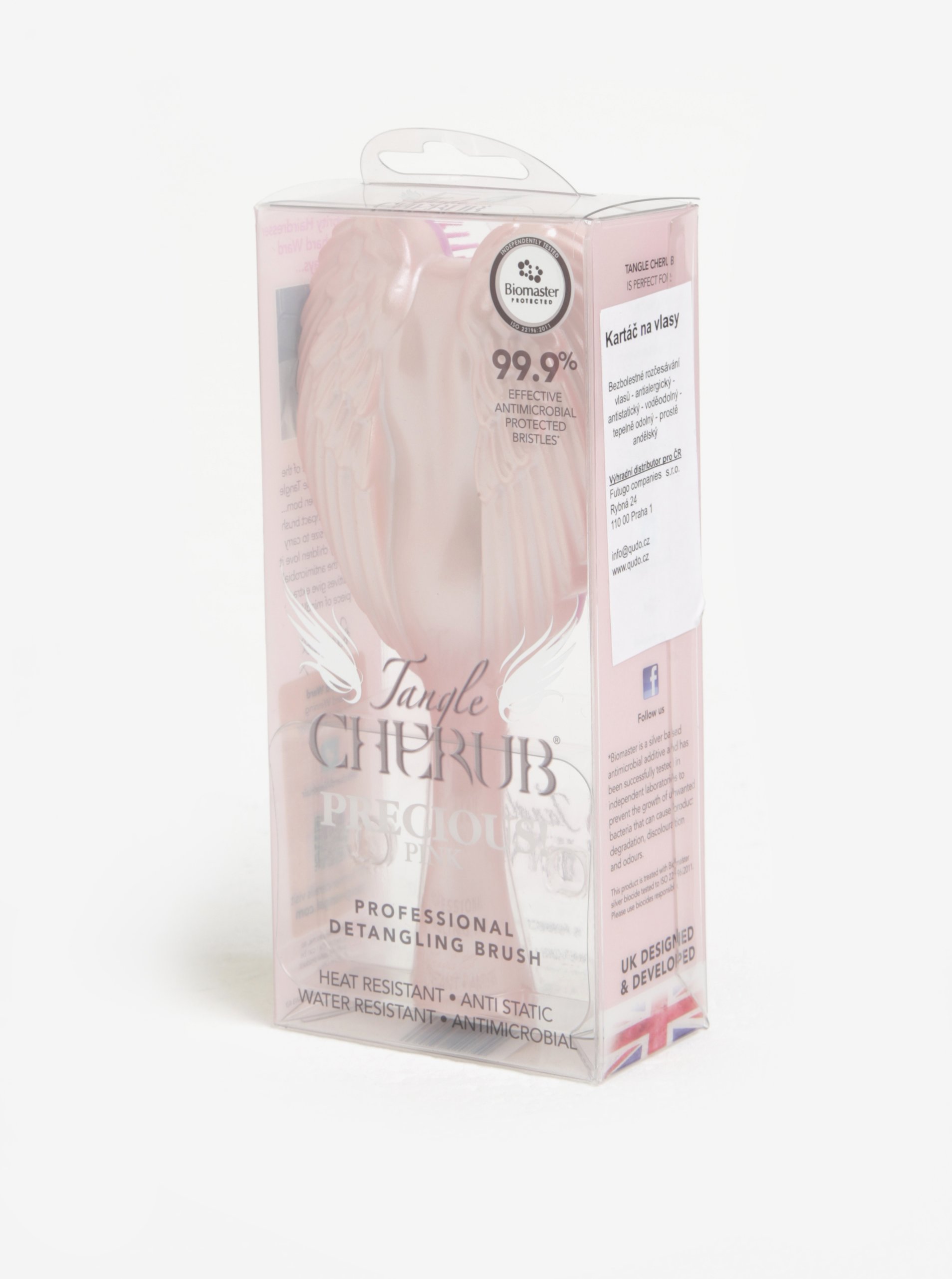 Světle růžový malý hřeben na vlasy ve tvaru andělských křídel Tangle Angel Cherub