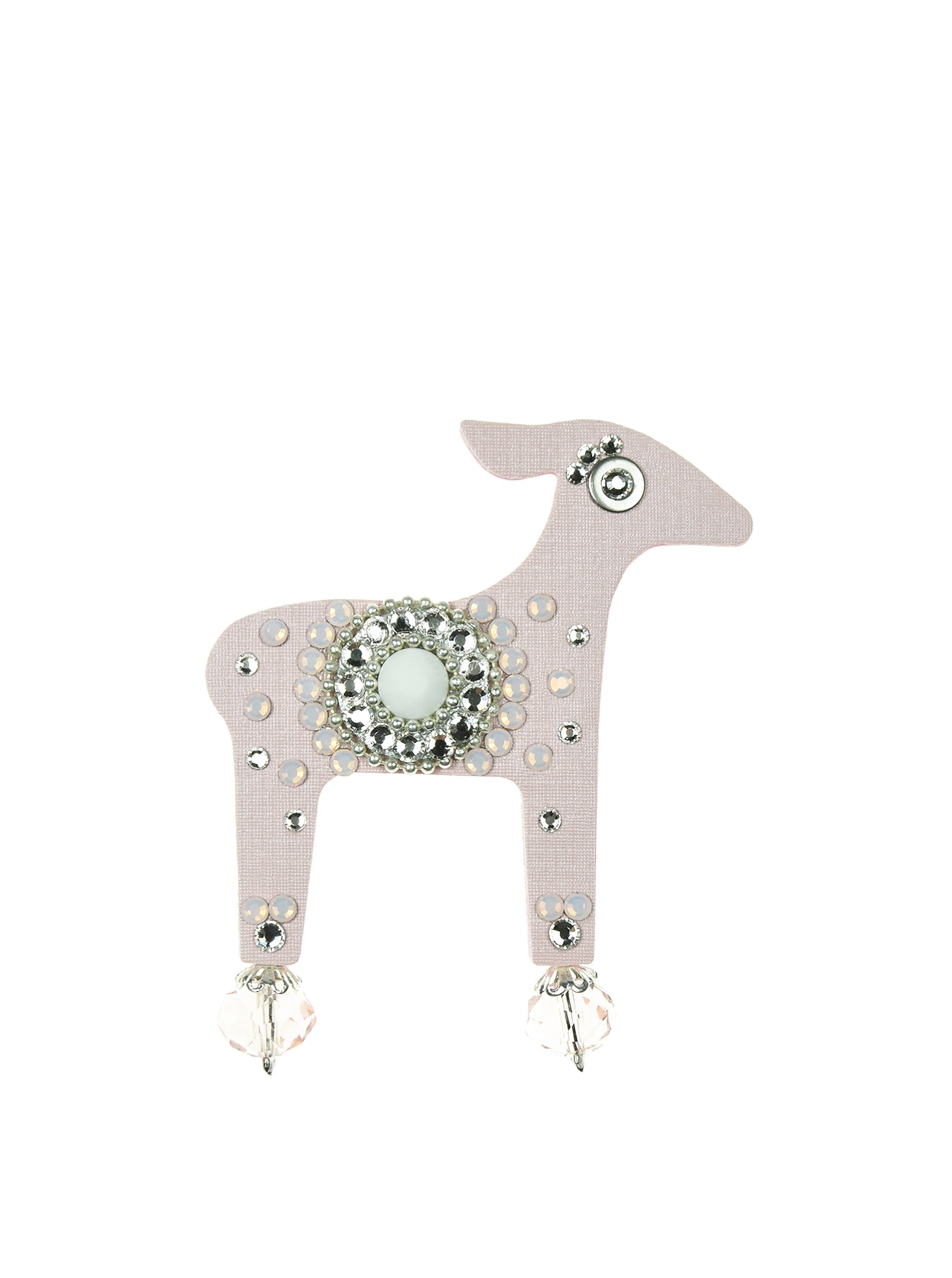 Světle růžová brož laň s komponenty Swarovski Crystals Deers