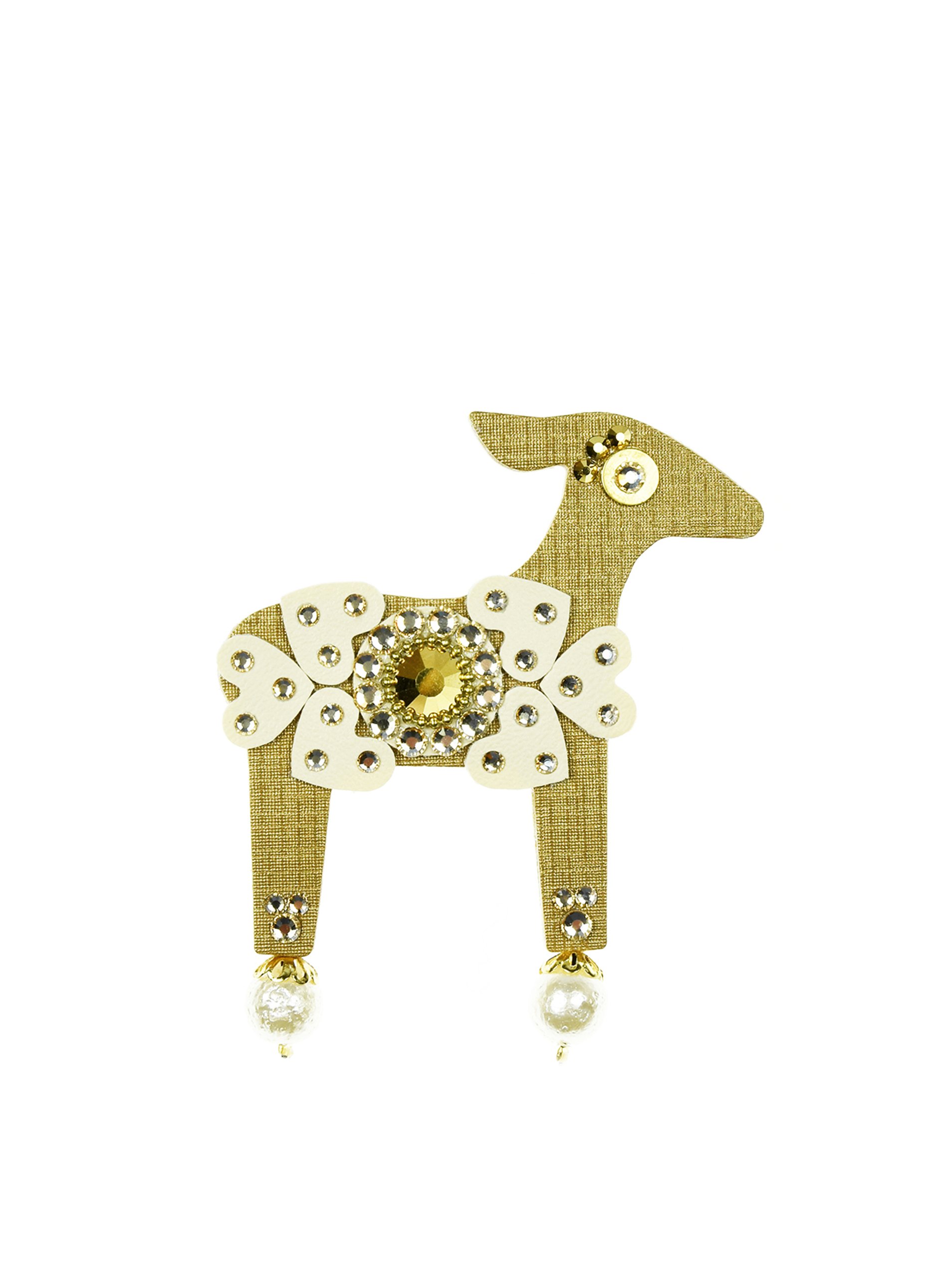 Brož laň ve zlaté barvě s komponenty Swarovski Crystals Deers
