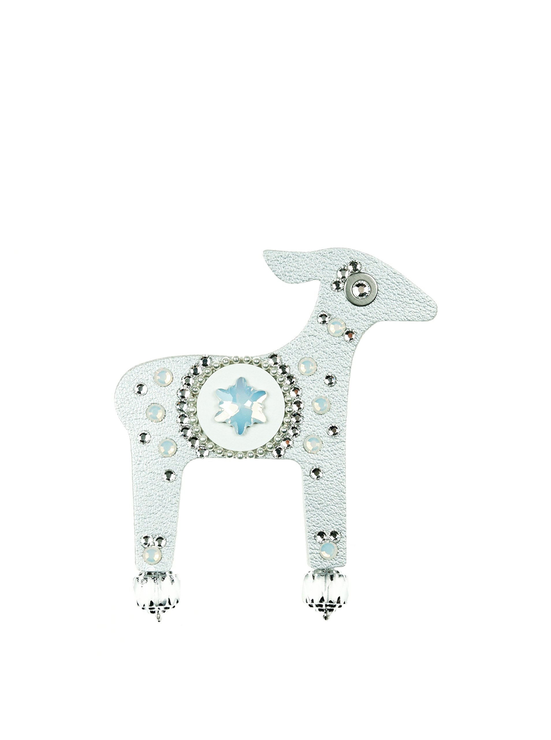 Brož laň ve stříbrné barvě s komponenty Swarovski Crystals Deers
