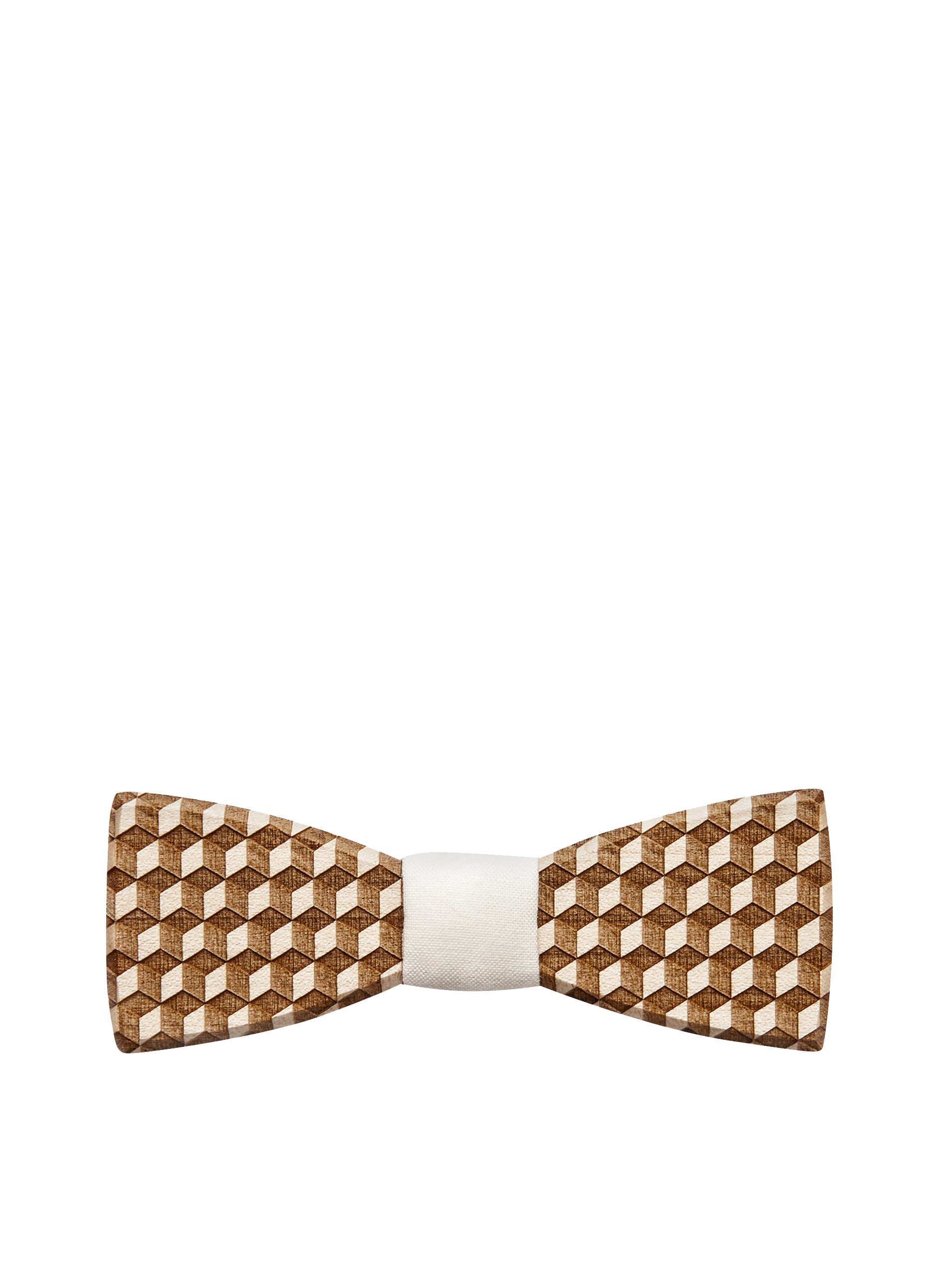 Hnědý pánský dřevěný gravírovaný motýlek BeWooden Cubo