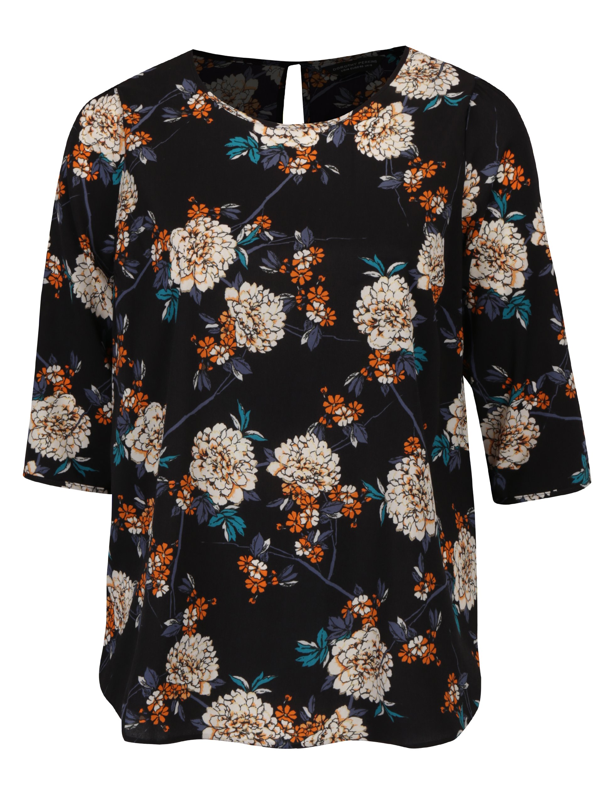 Tmavě modrá květovaná halenka Dorothy Perkins Curve