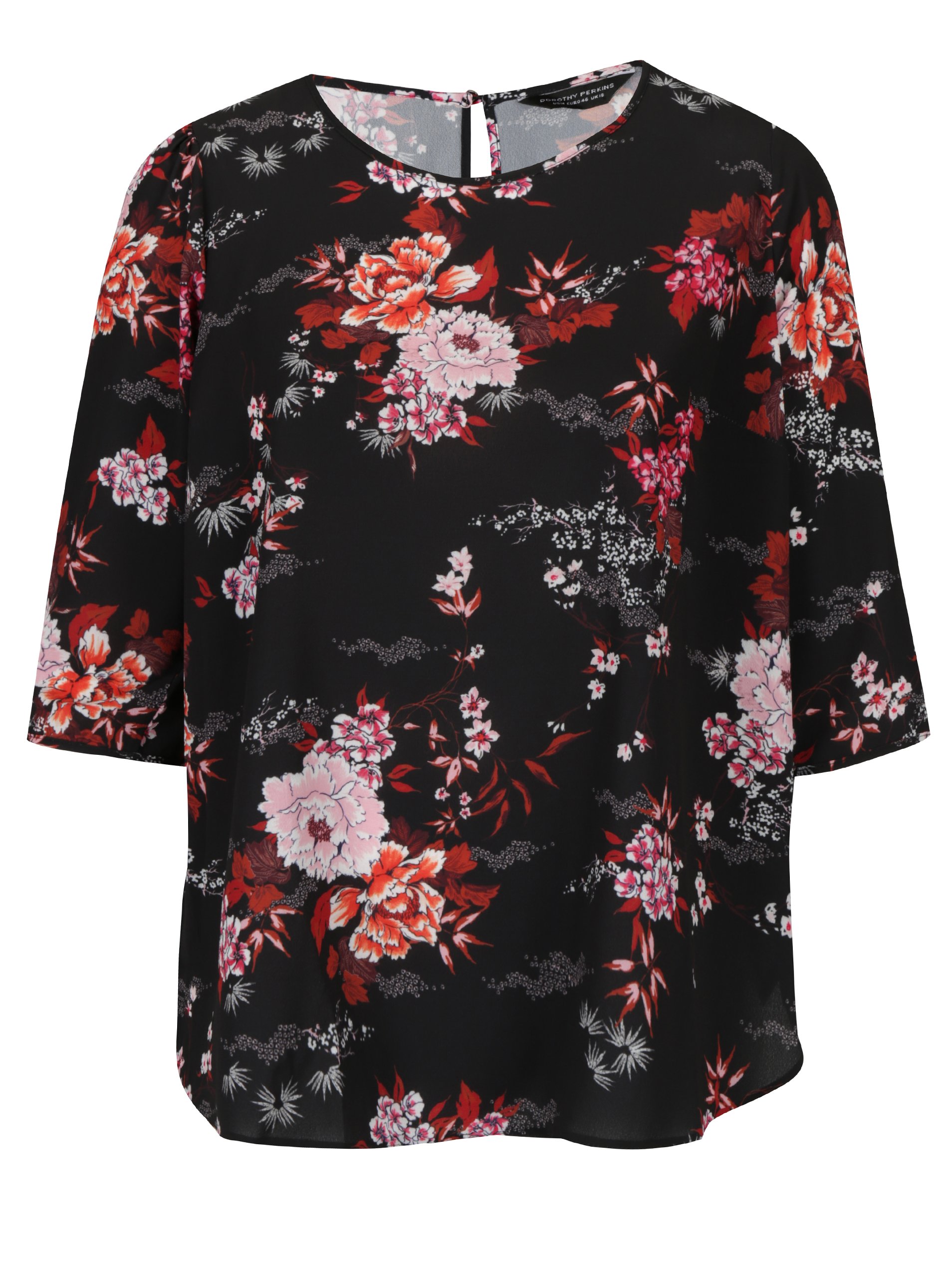 Černá květovaná halenka Dorothy Perkins Curve