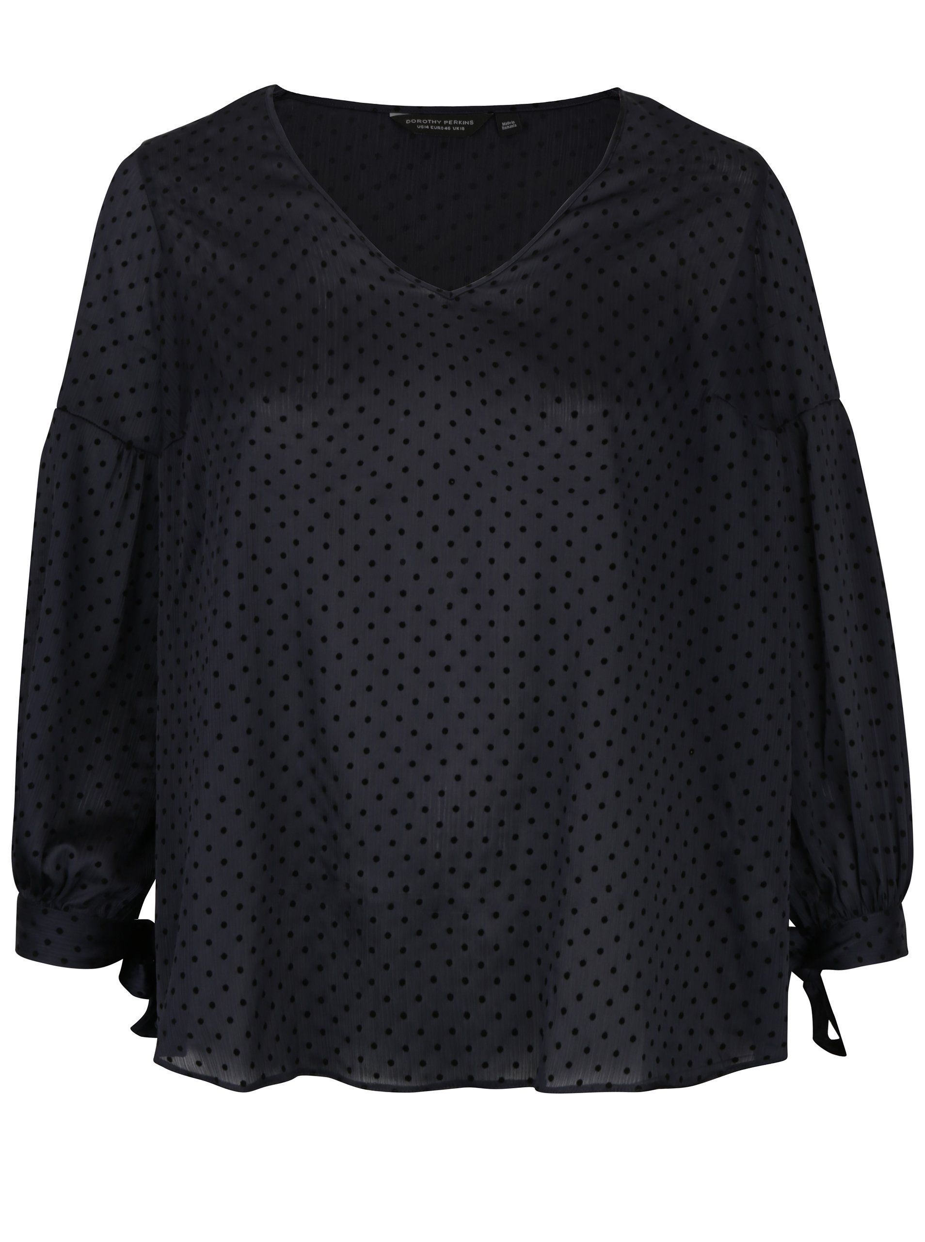 Tmavě modrá puntíkovaná halenka Dorothy Perkins Curve