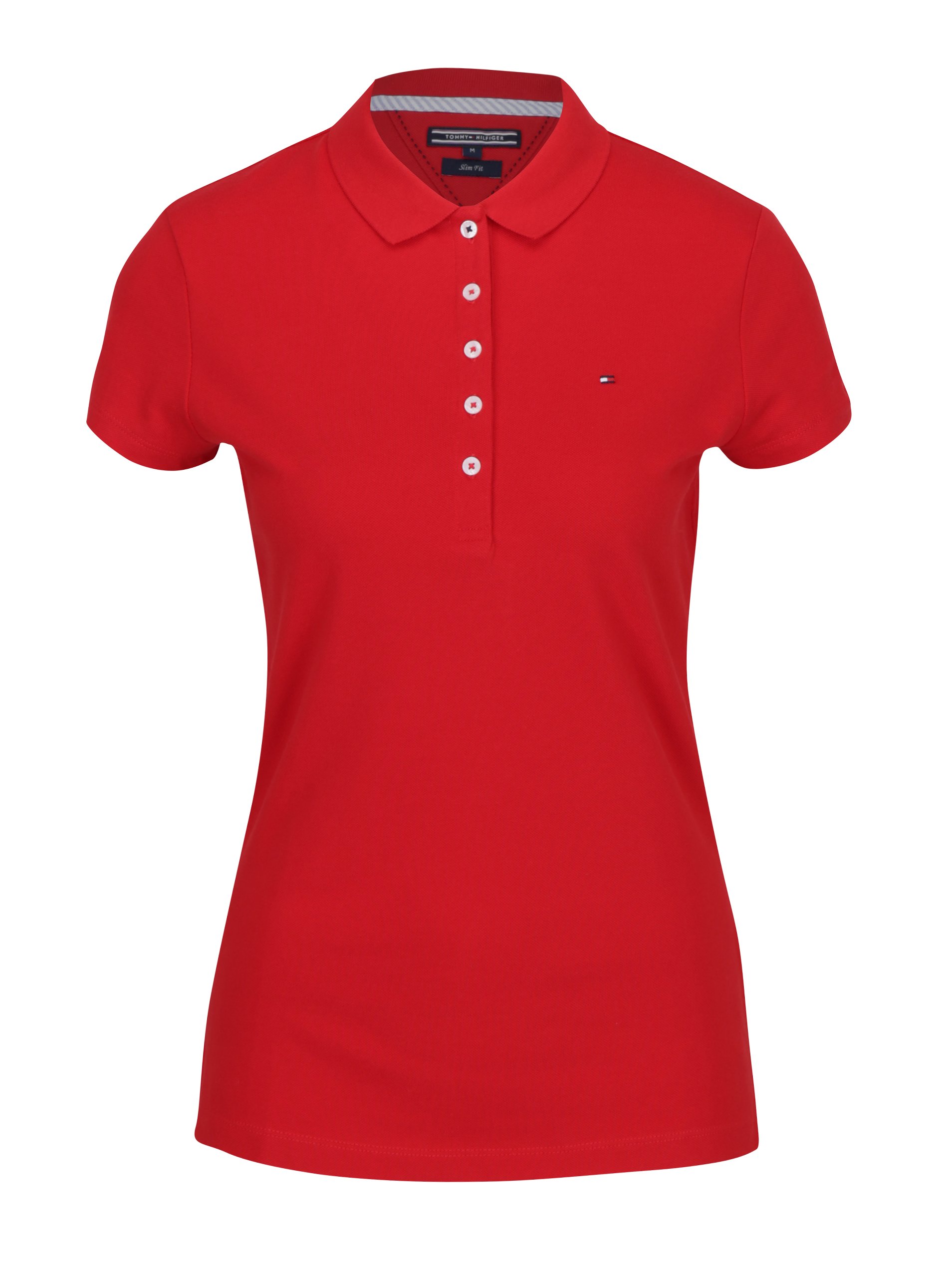 Červené dámské slim fit polo tričko Tommy Hilfiger New Chiara