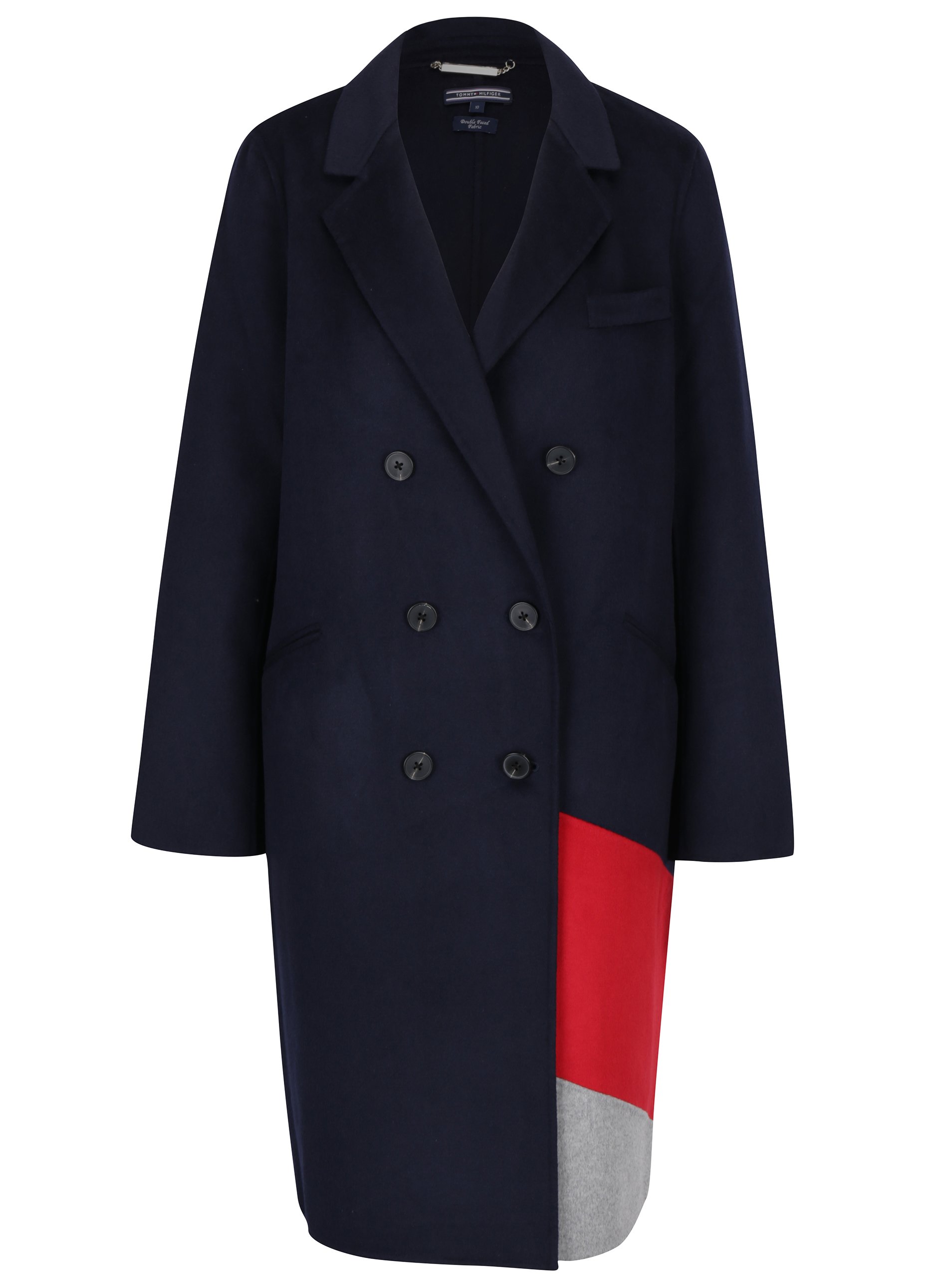 Modrý dámský lehký vlněný kabát Tommy Hilfiger