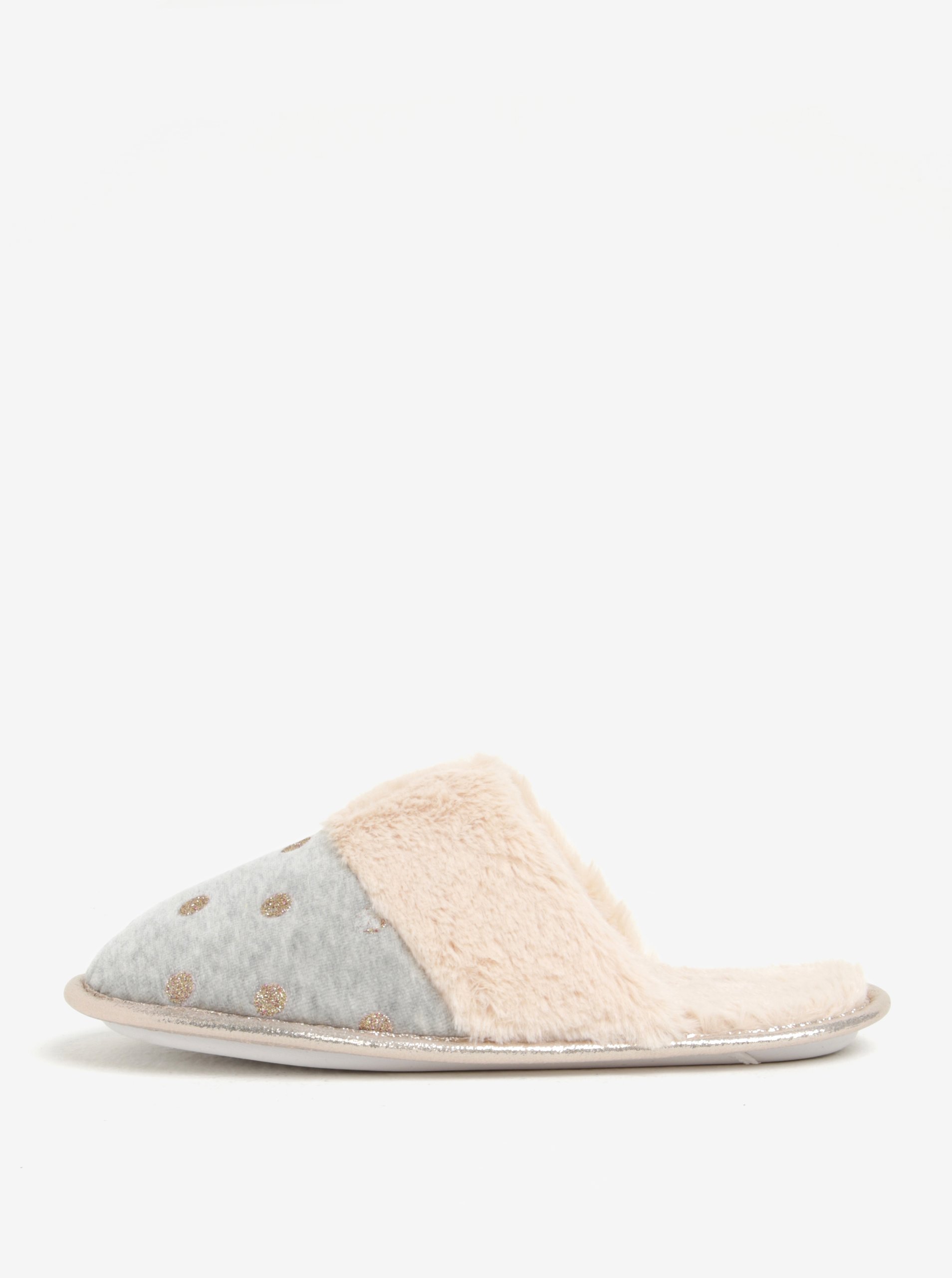 Šedé třpytivé papuče Dorothy Perkins