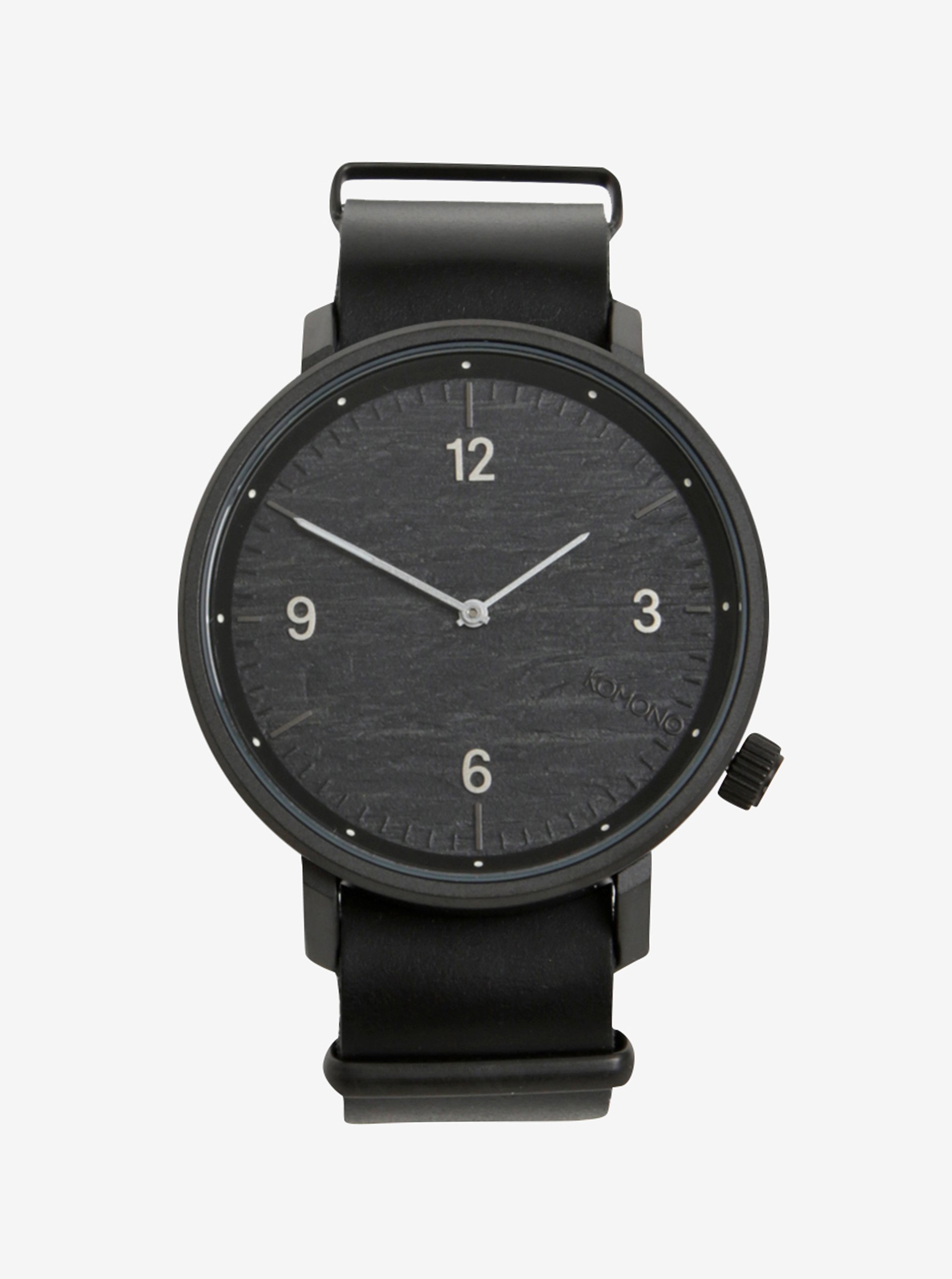 Černé unisex hodinky s koženým páskem Komono Magnnus