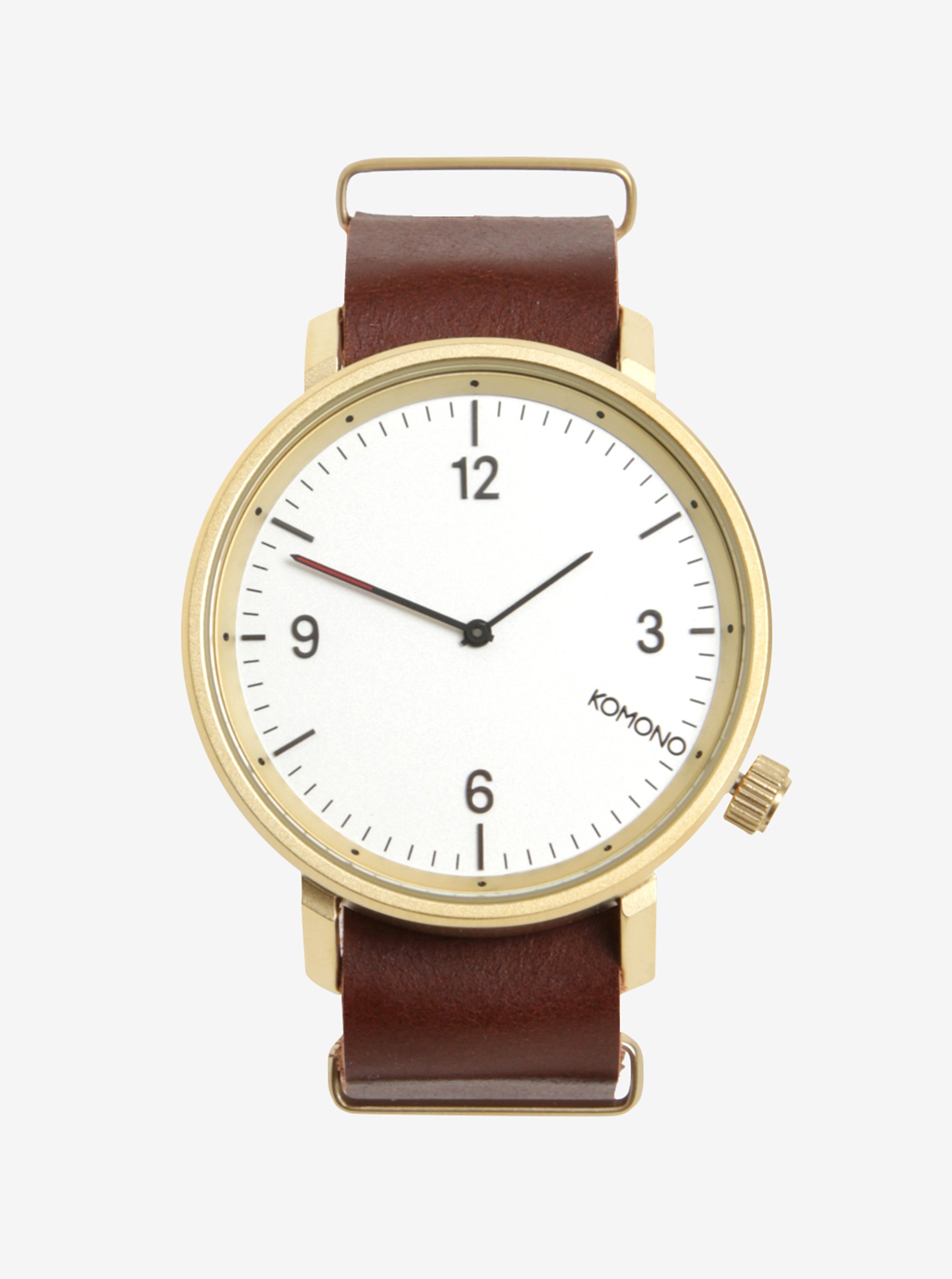Unisex hodinky ve zlaté barvě s koženým páskem Komono Magnnus
