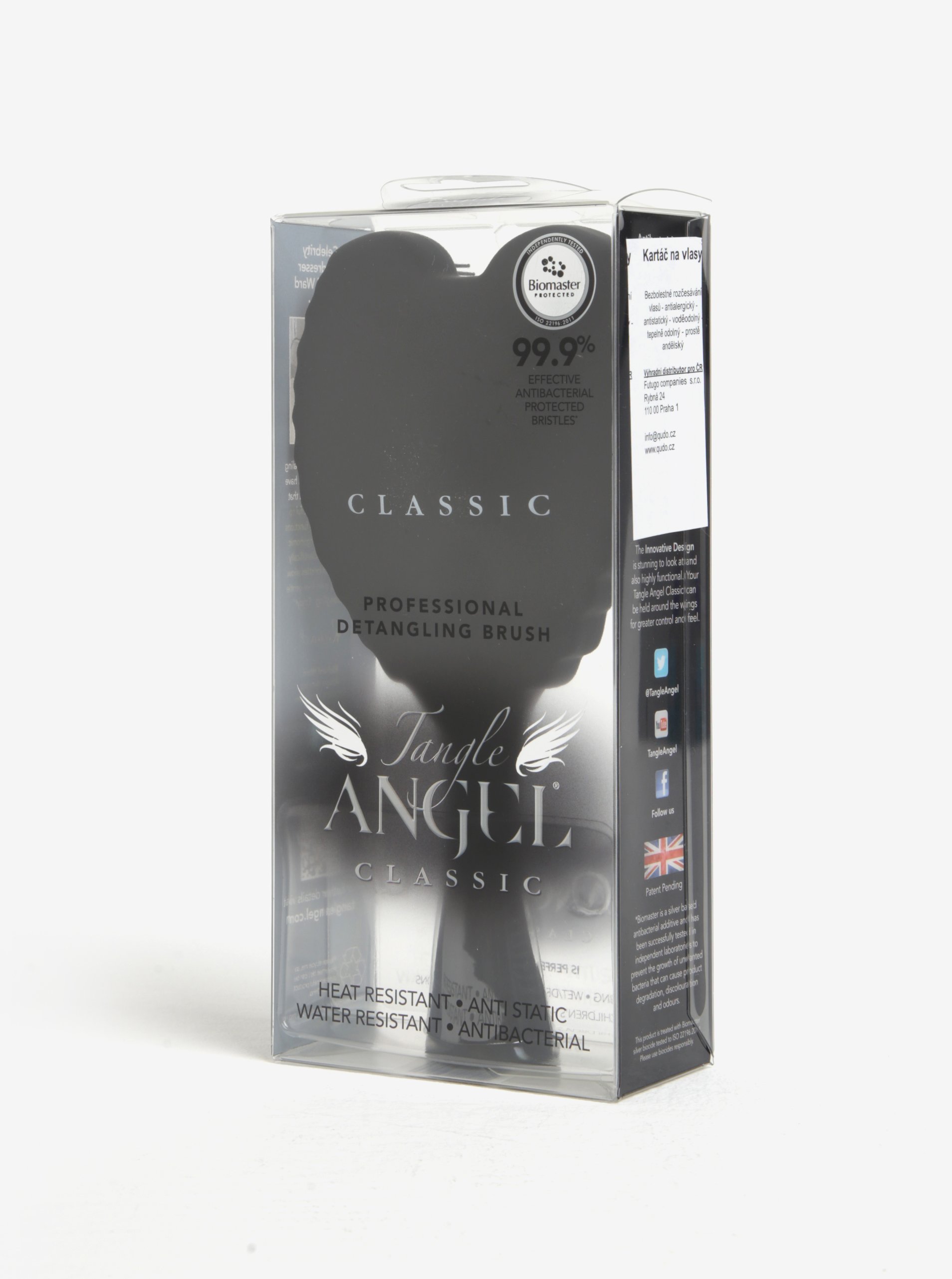 Černý velký hřeben ve tvaru andělských křídel Tangle Angel Classic