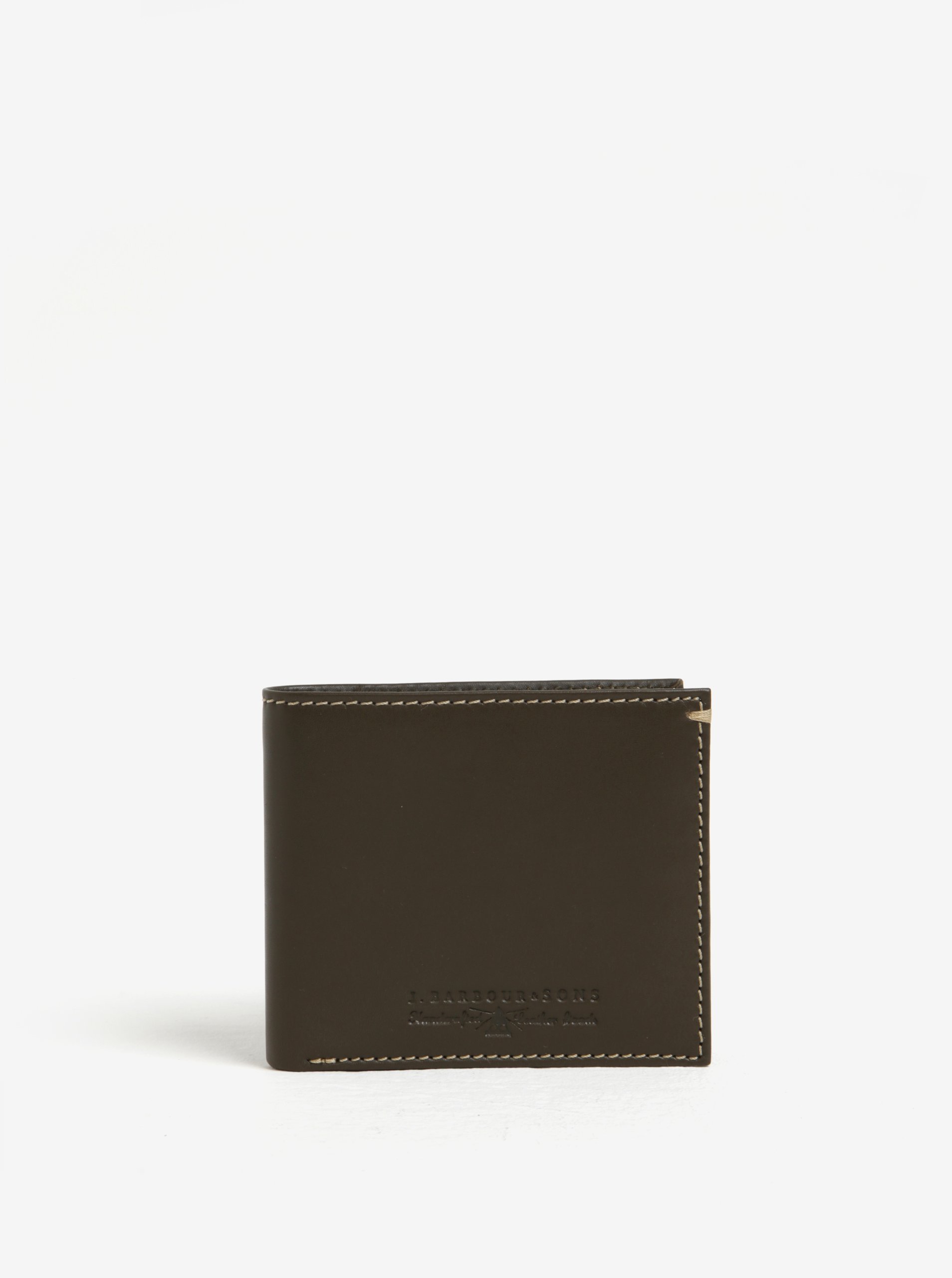 Khaki kožená peněženka Barbour Artisan Billfold
