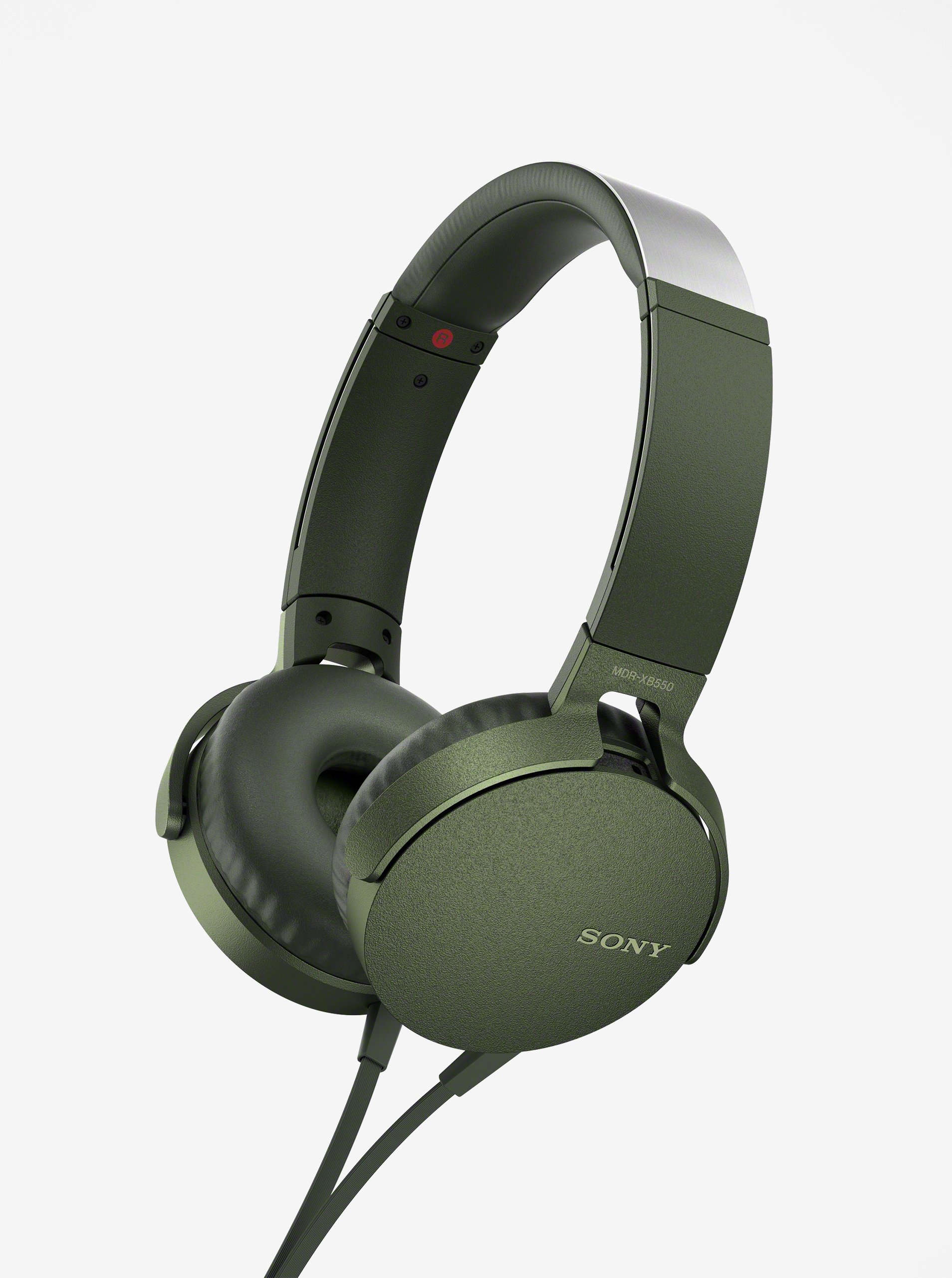 Tmavě zelená sluchátka s mikrofonem Sony Extra Bass